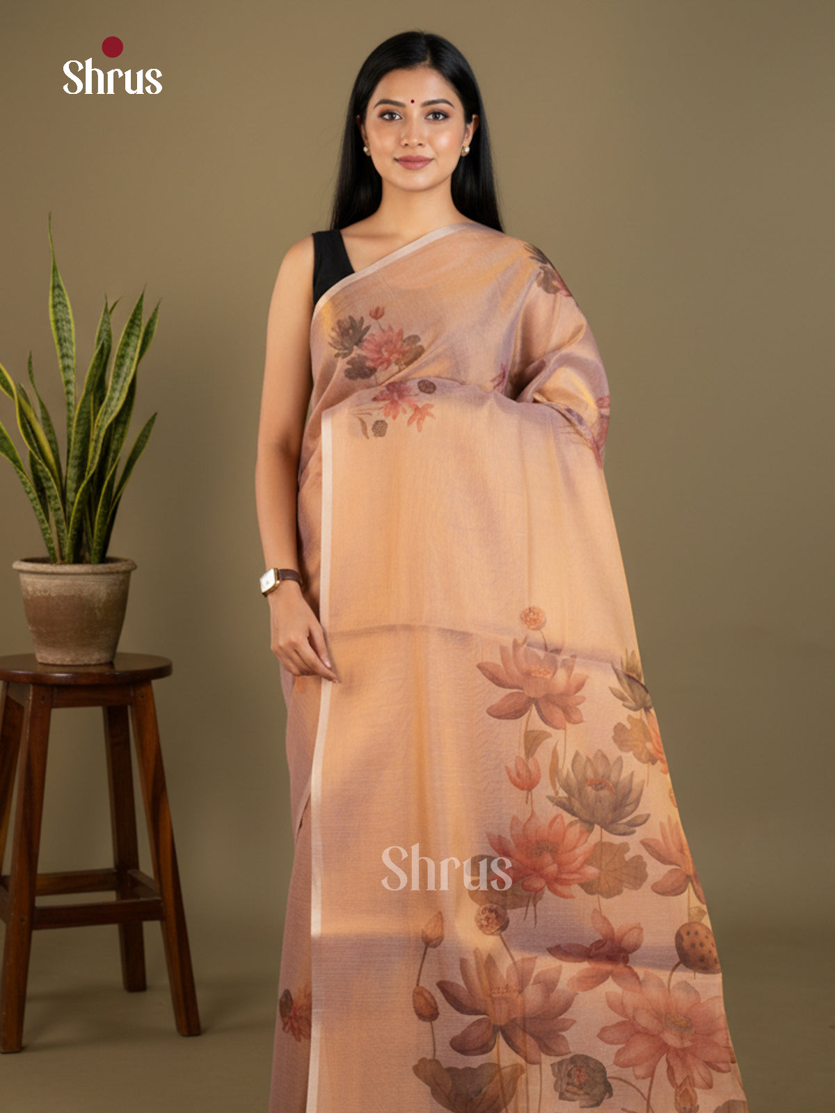 Semi Tissue Print Saree - EBS05042 - Shop on Shrus.com