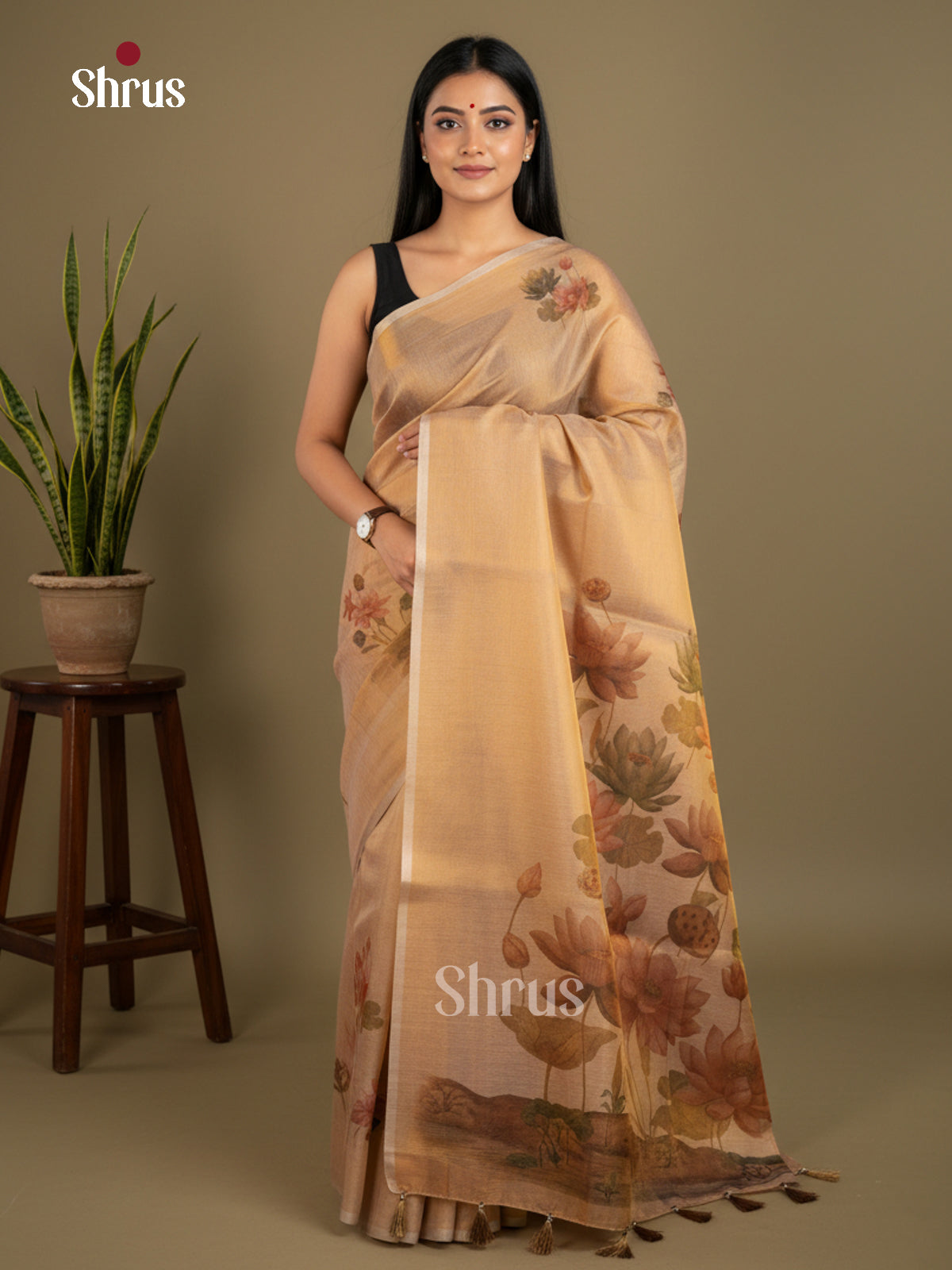 Semi Tissue Print Saree - EBS05045 - Shop on Shrus.com