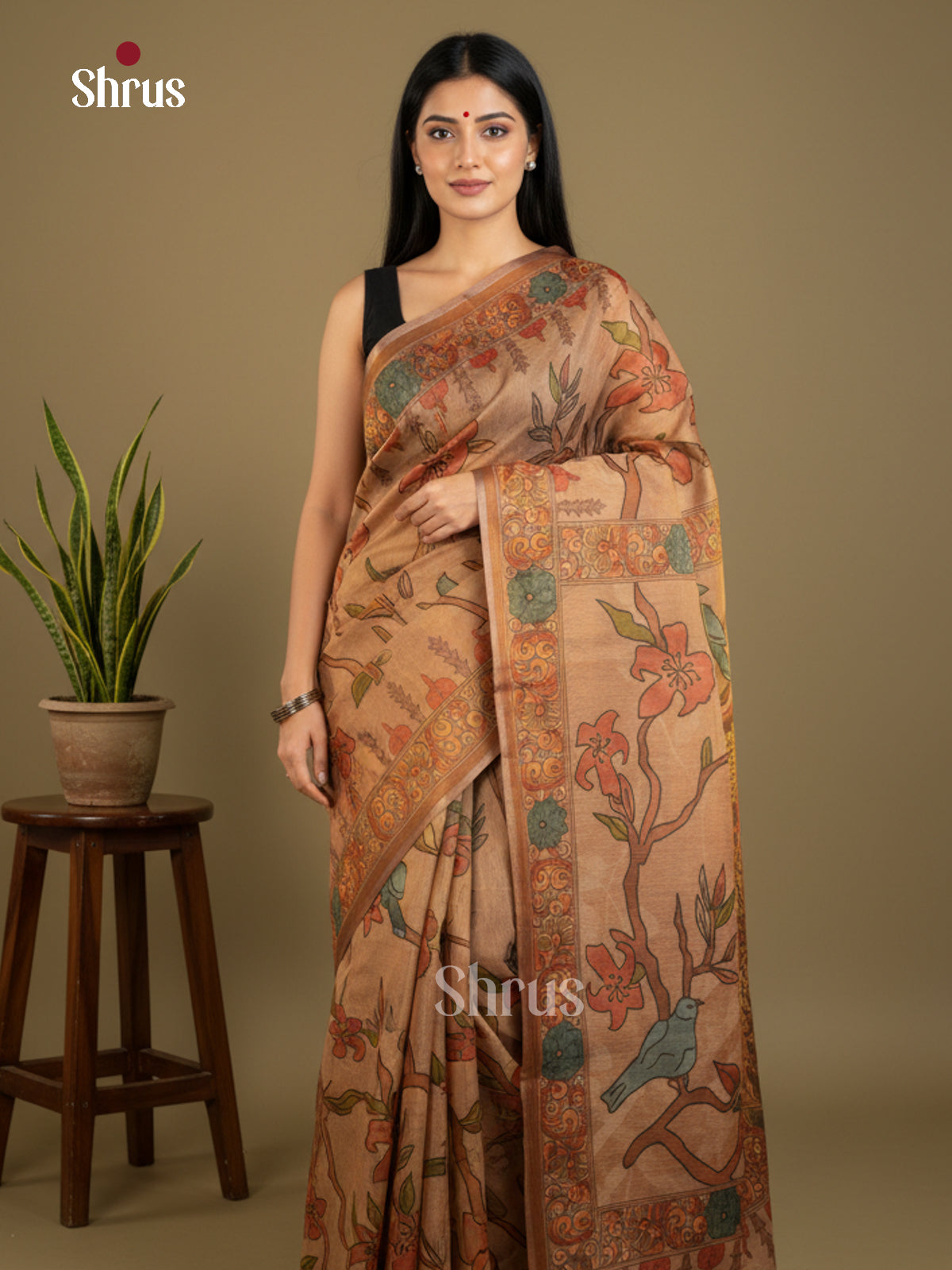 Semi Tissue Print Saree - EBS05049 - Shop on Shrus.com