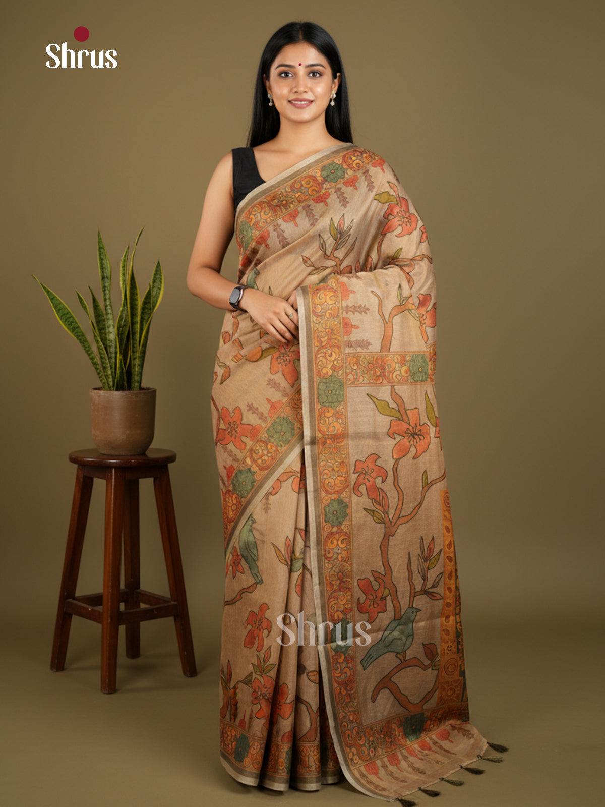 Semi Tissue Print Saree - EBS05051 - Shop on Shrus.com