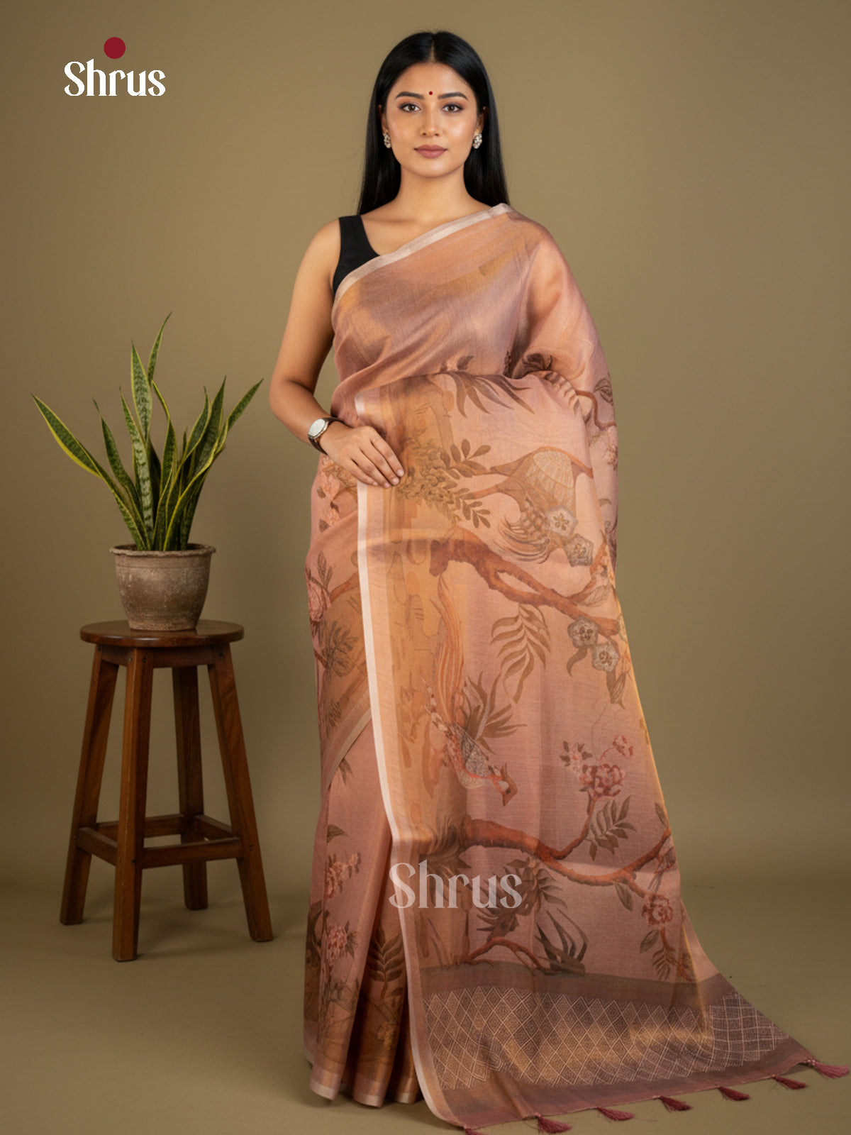 Semi Tissue Print Saree - EBS05052 - Shop on Shrus.com