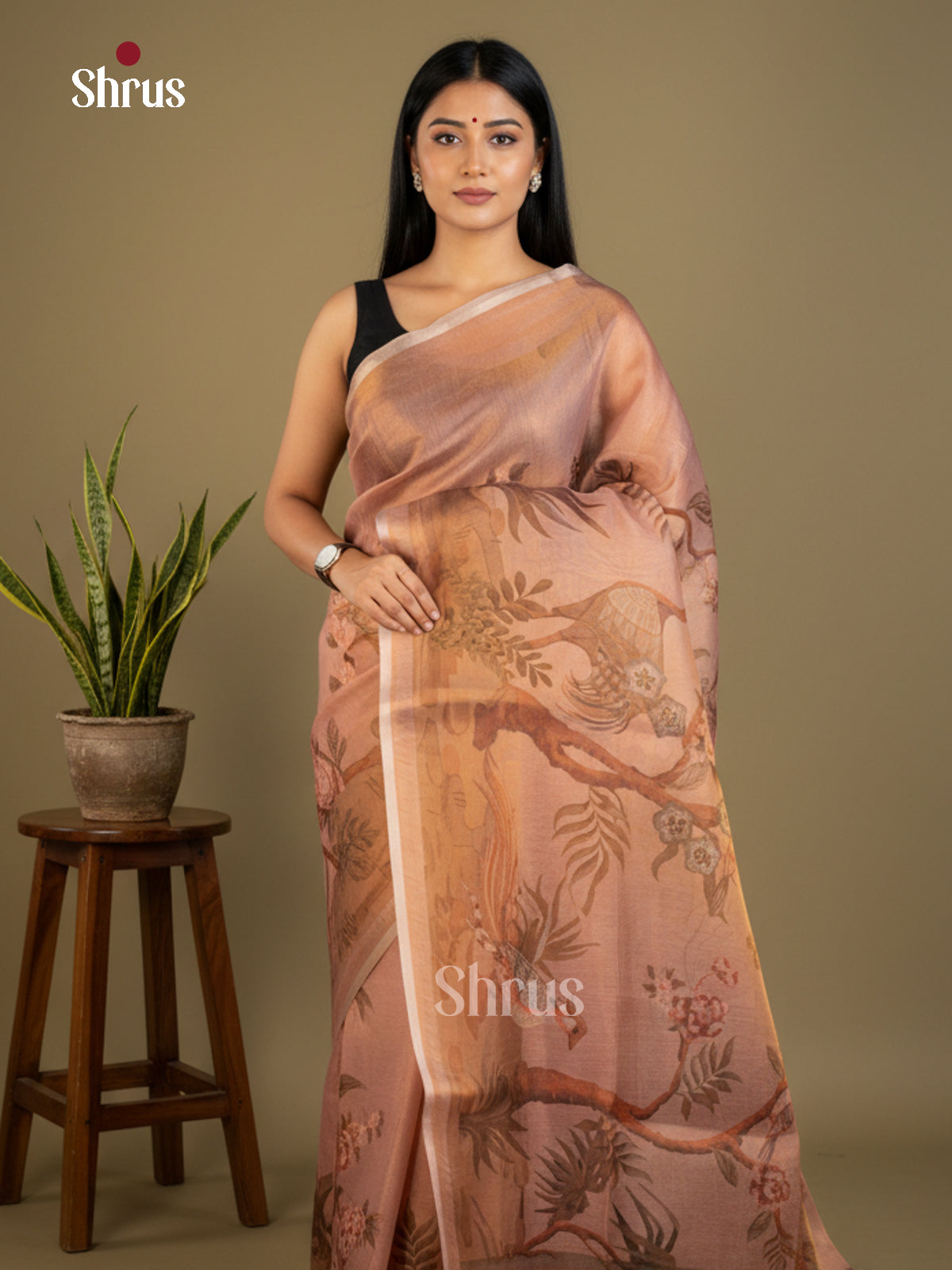 Semi Tissue Print Saree - EBS05052 - Shop on Shrus.com