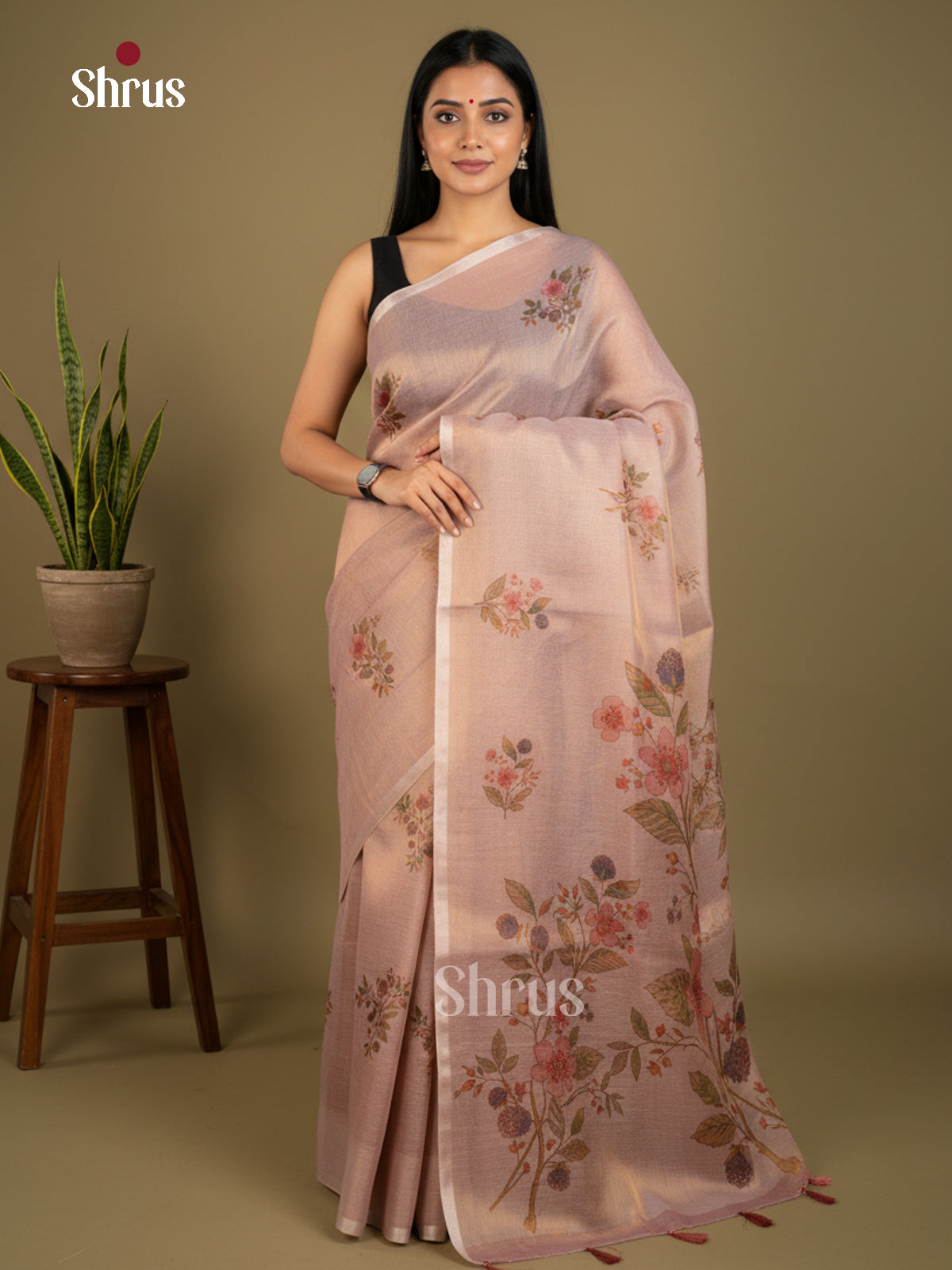 Semi Tissue Print Saree - EBS05053 - Shop on Shrus.com