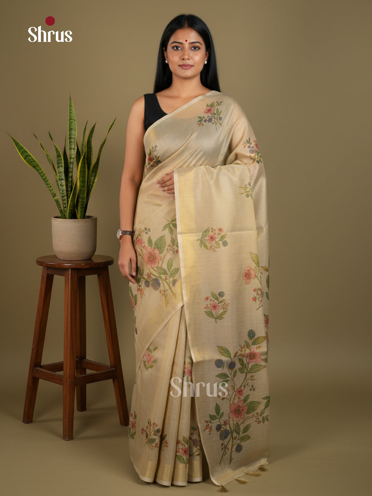 Semi Tissue Print Saree - EBS05054 - Shop on Shrus.com