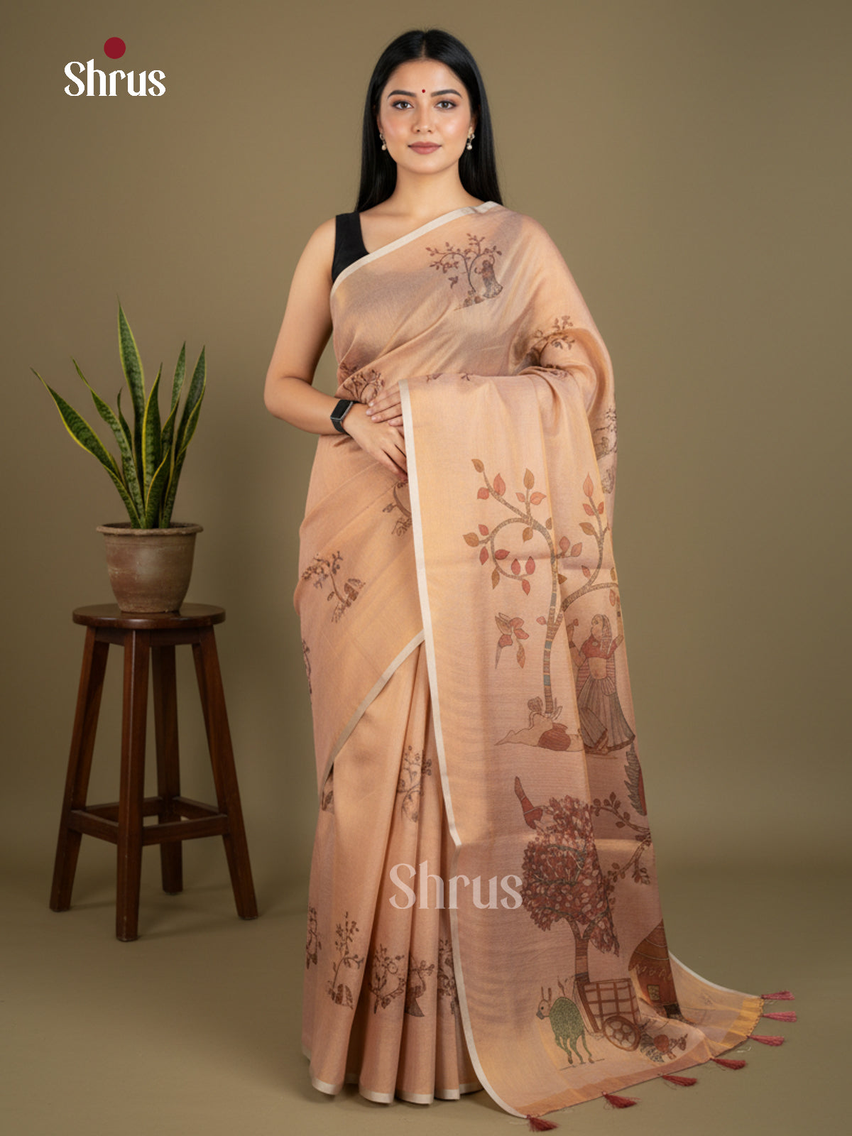 Semi Tissue Print Saree - EBS05055 - Shop on Shrus.com