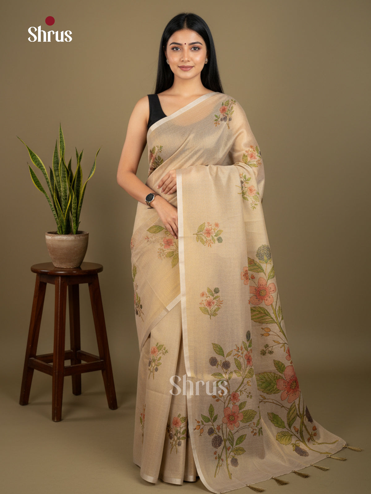 Semi Tissue Print Saree - EBS05058 - Shop on Shrus.com