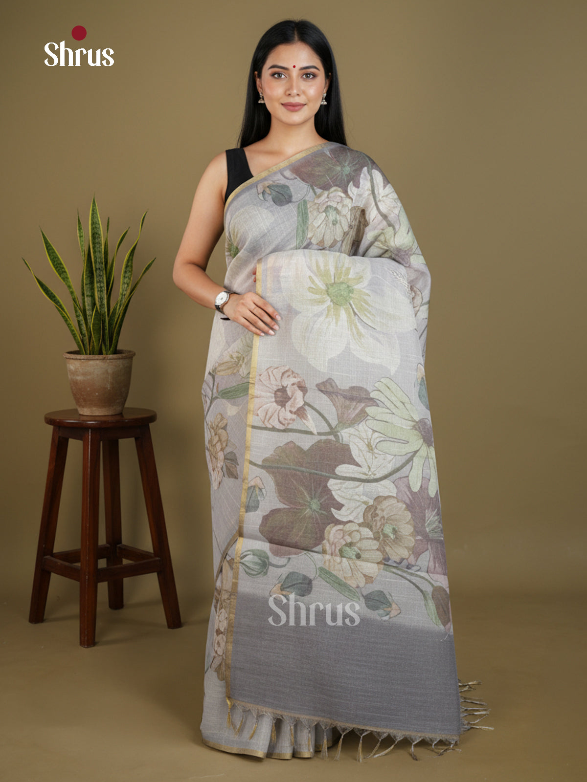 Semi Tissue Print Saree - EBS05113 - Shop on Shrus.com