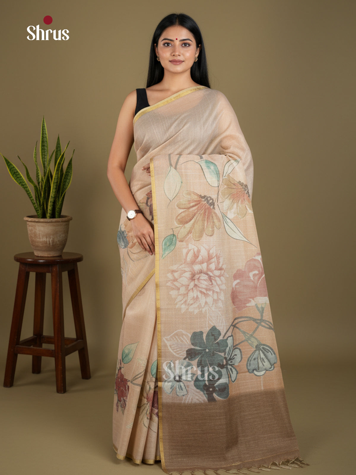 Semi Tissue Print Saree - EBS05118 - Shop on Shrus.com