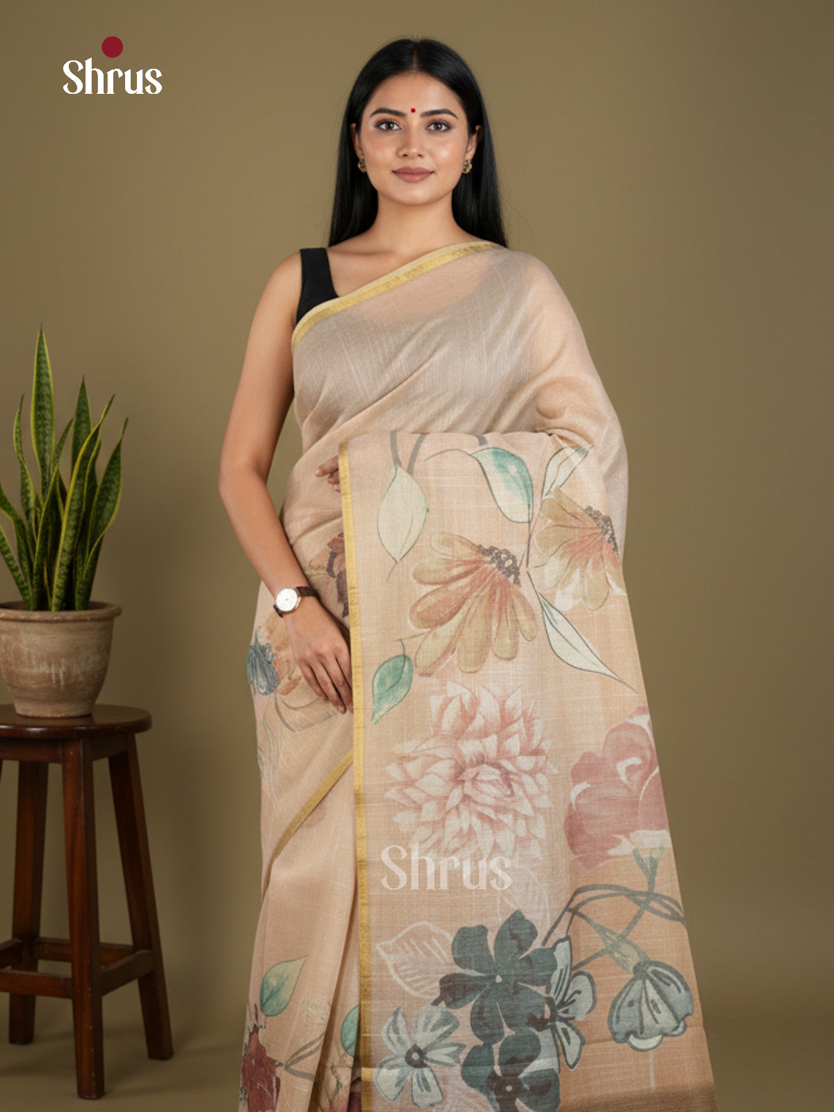 Semi Tissue Print Saree - EBS05118 - Shop on Shrus.com
