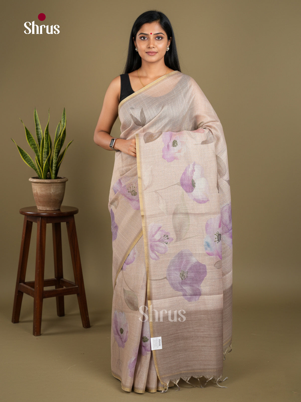 Semi Tissue Print Saree - EBS05122 - Shop on Shrus.com