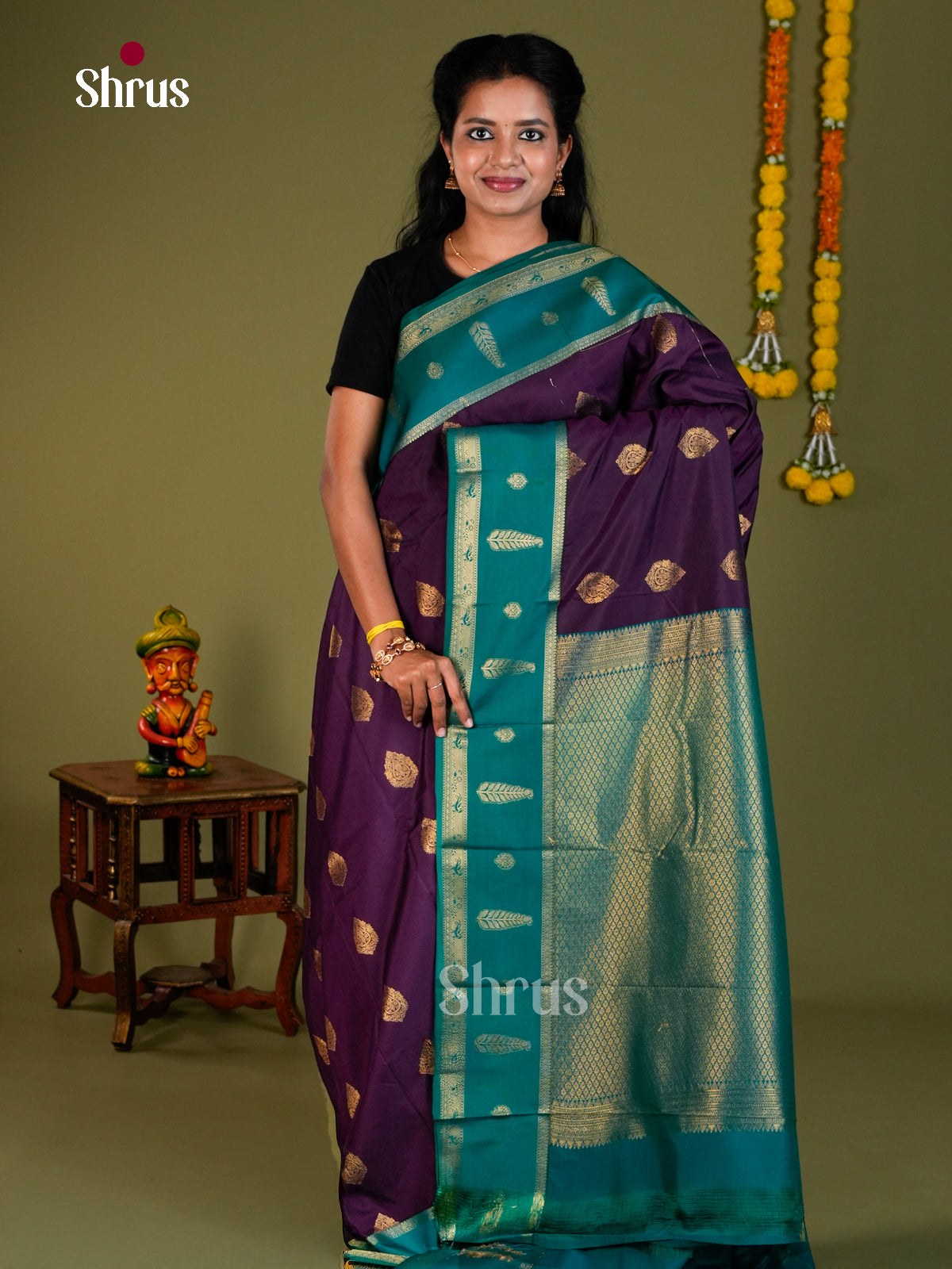 Semi Kanchipuram Saree - EBS10021 - Shop on Shrus.com