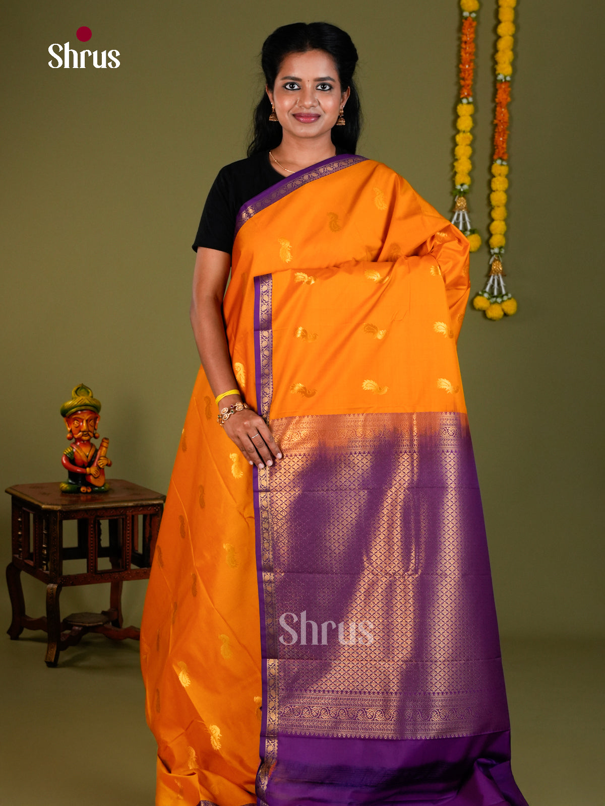 Semi Kanchipuram Saree - EBS10064 - Shop on Shrus.com