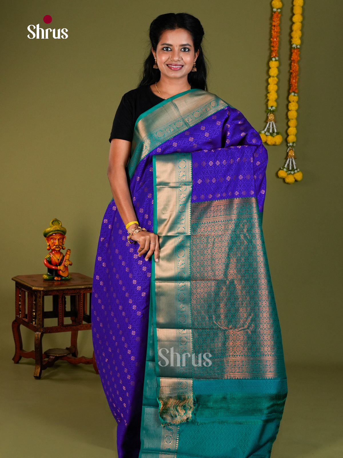 Semi Kanchipuram Saree - EBS10134 - Shop on Shrus.com