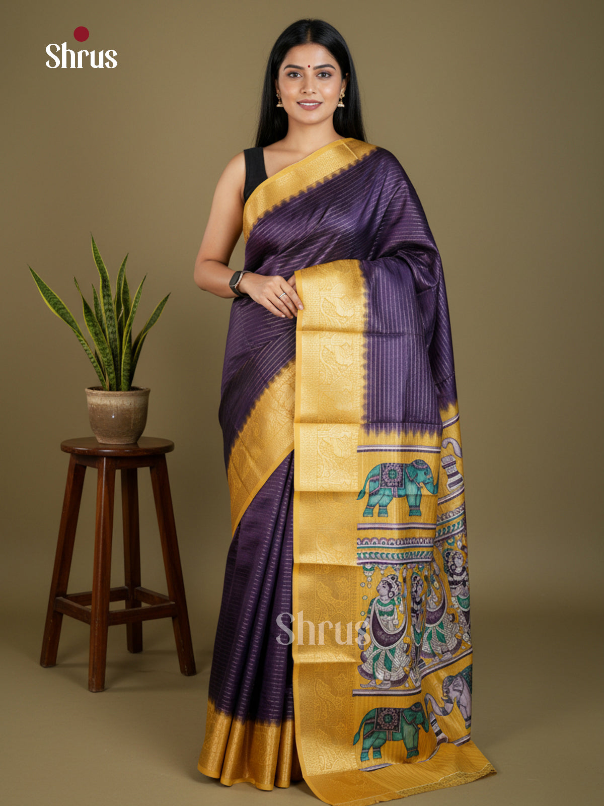 Semi Tussar Saree - EBS13001 - Shop on Shrus.com