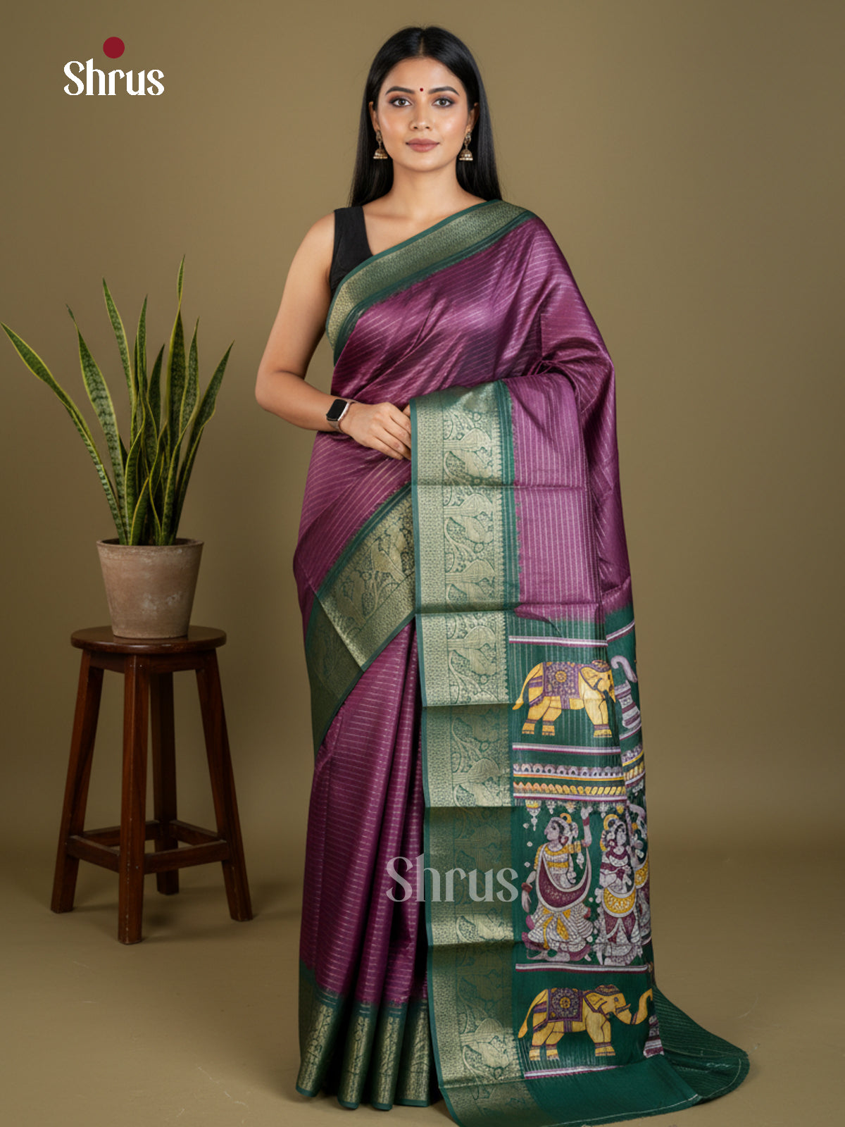 Semi Tussar Saree - EBS13003 - Shop on Shrus.com