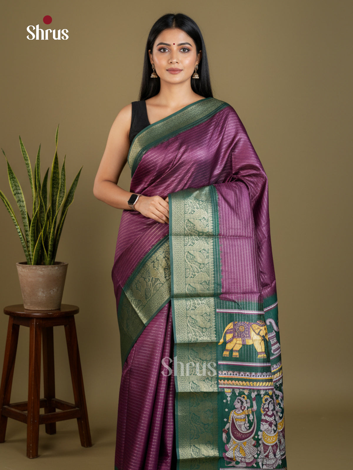 Semi Tussar Saree - EBS13003 - Shop on Shrus.com