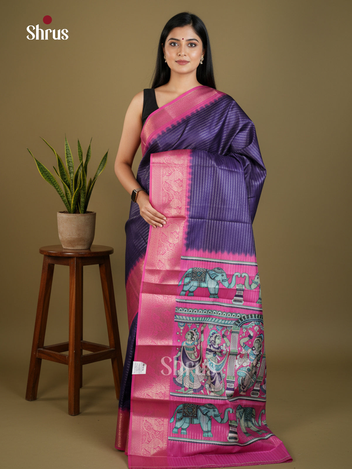Semi Tussar Saree - EBS13004 - Shop on Shrus.com