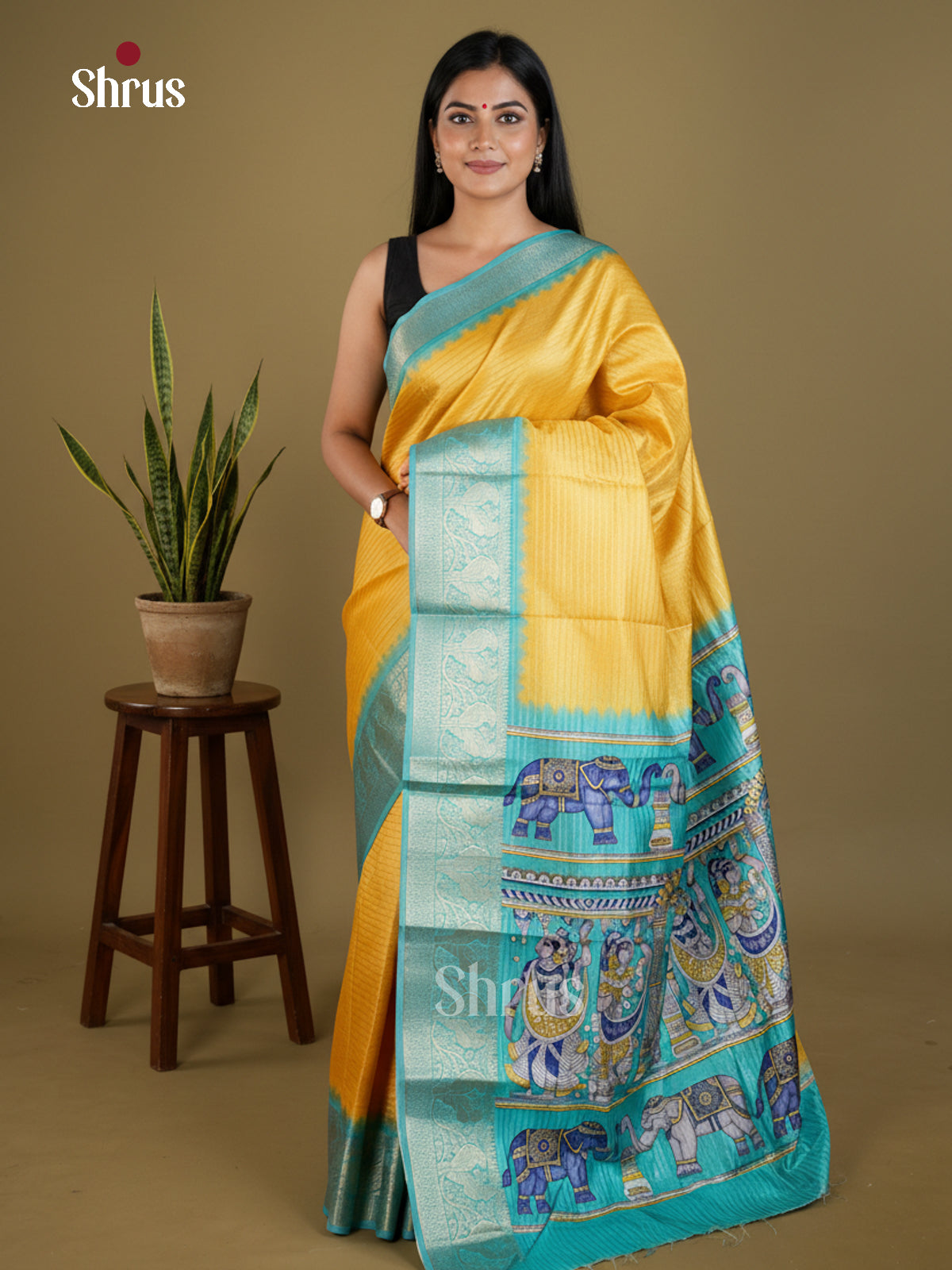Semi Tussar Saree - EBS13005 - Shop on Shrus.com