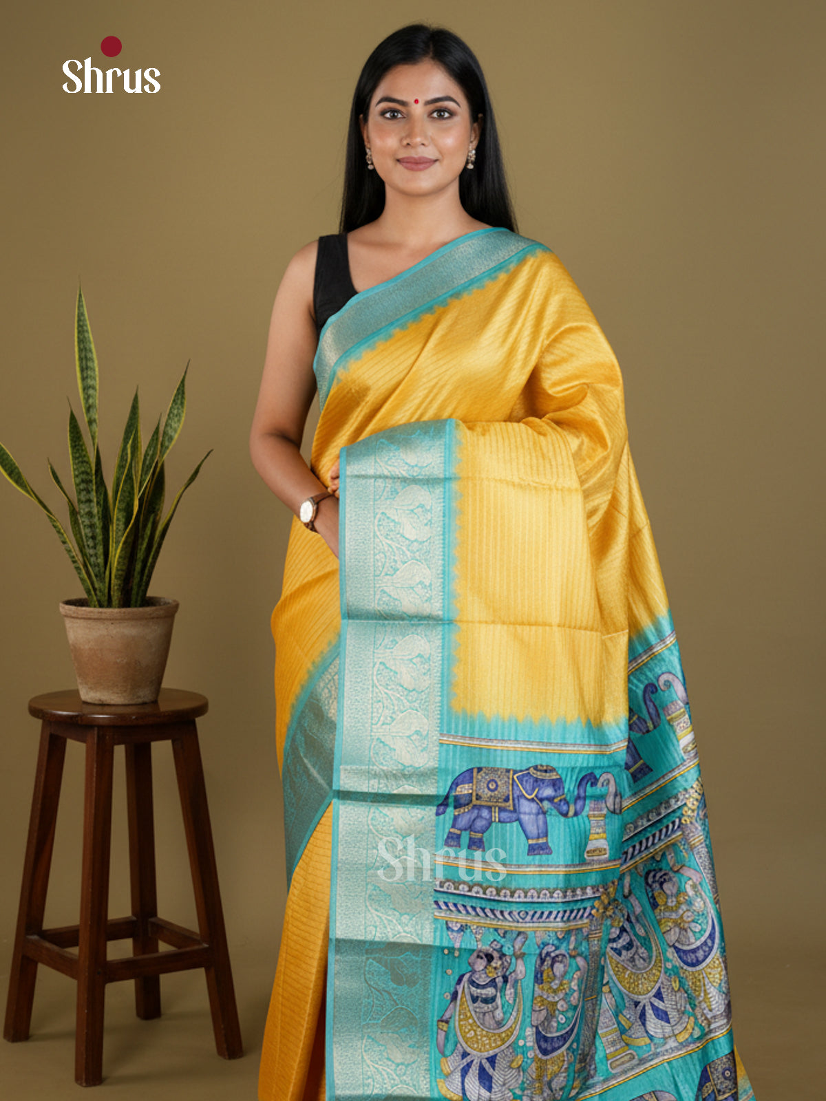 Semi Tussar Saree - EBS13005 - Shop on Shrus.com