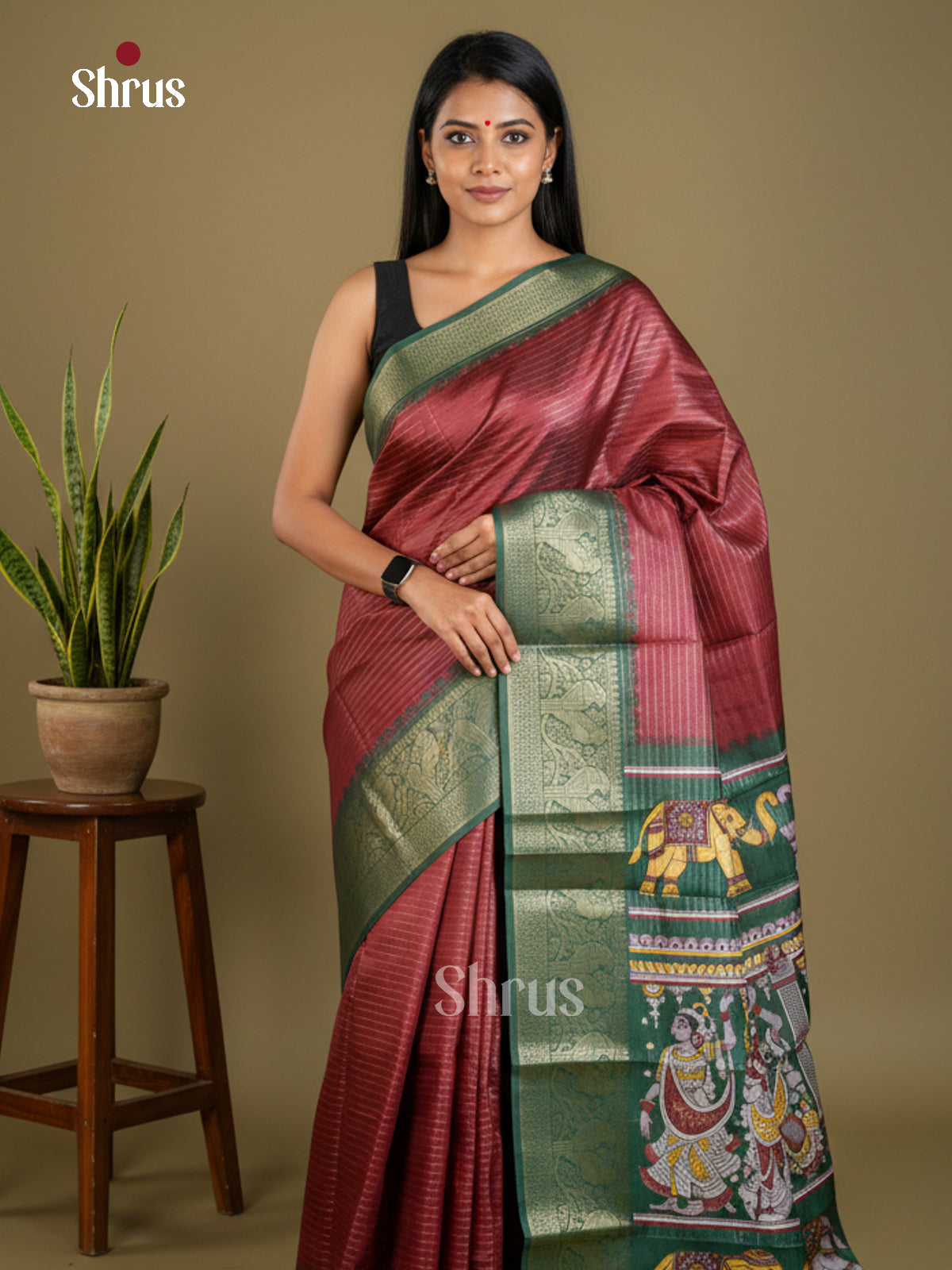 Semi Tussar Saree - EBS13006 - Shop on Shrus.com