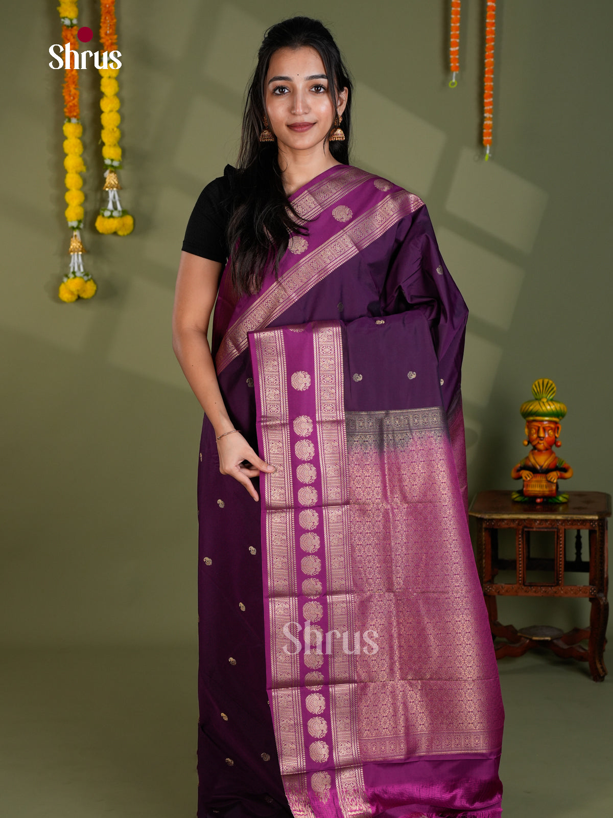 EBS16005 - Semi Kanchipuram Saree - Shop on Shrus.com