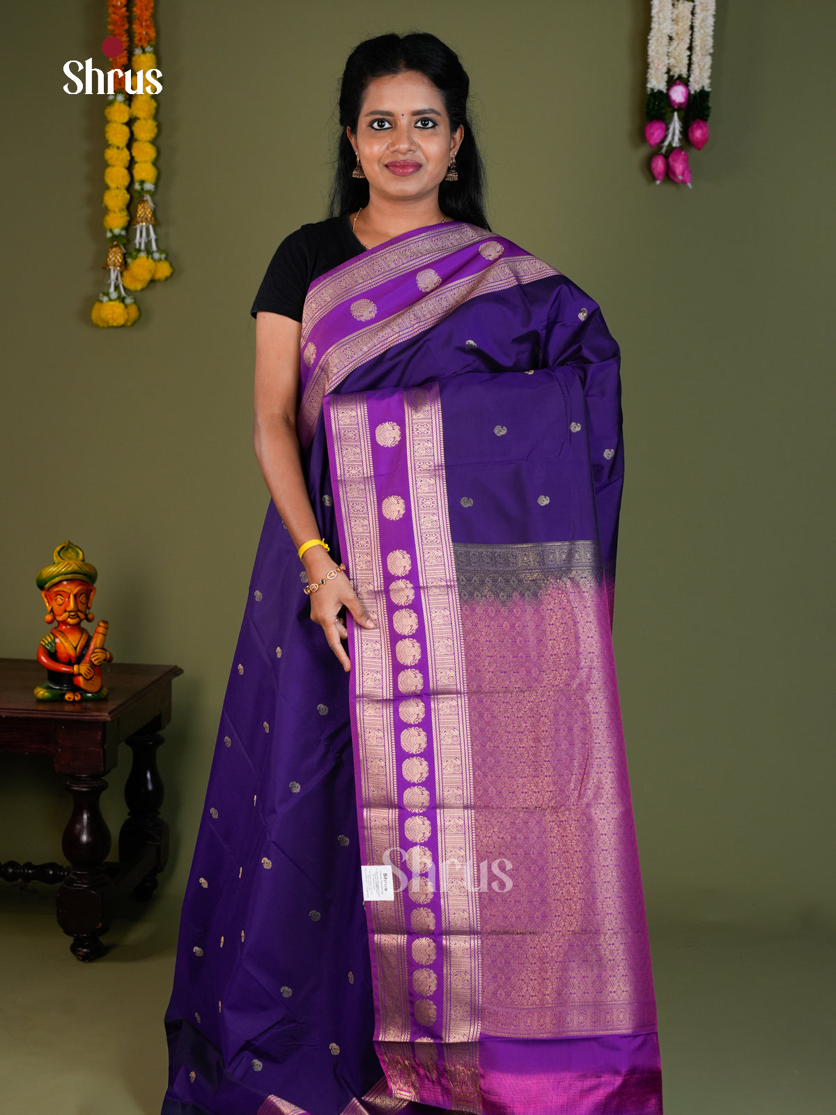 Semi Kanchipuram Saree - EBS16006 - Shop on Shrus.com