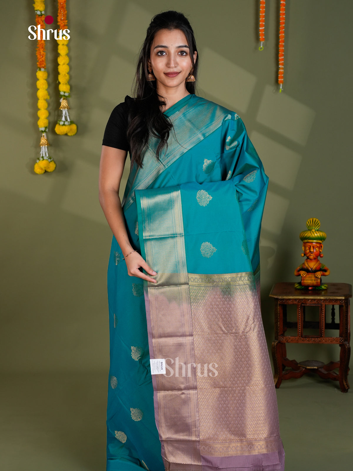 EBS16014 - Semi Kanchipuram Saree - Shop on Shrus.com