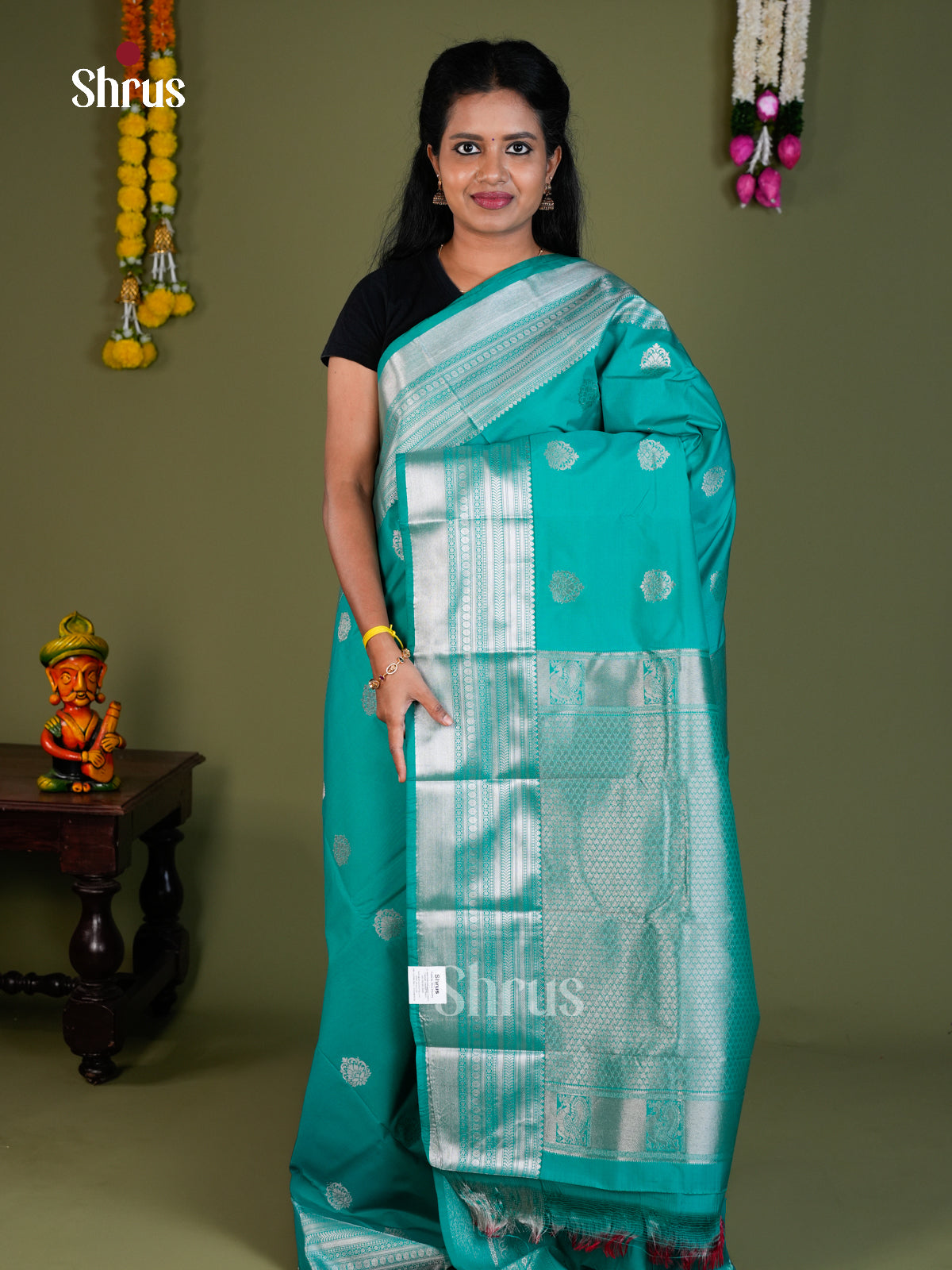 Semi Kanchipuram Saree - EBS16023 - Shop on Shrus.com