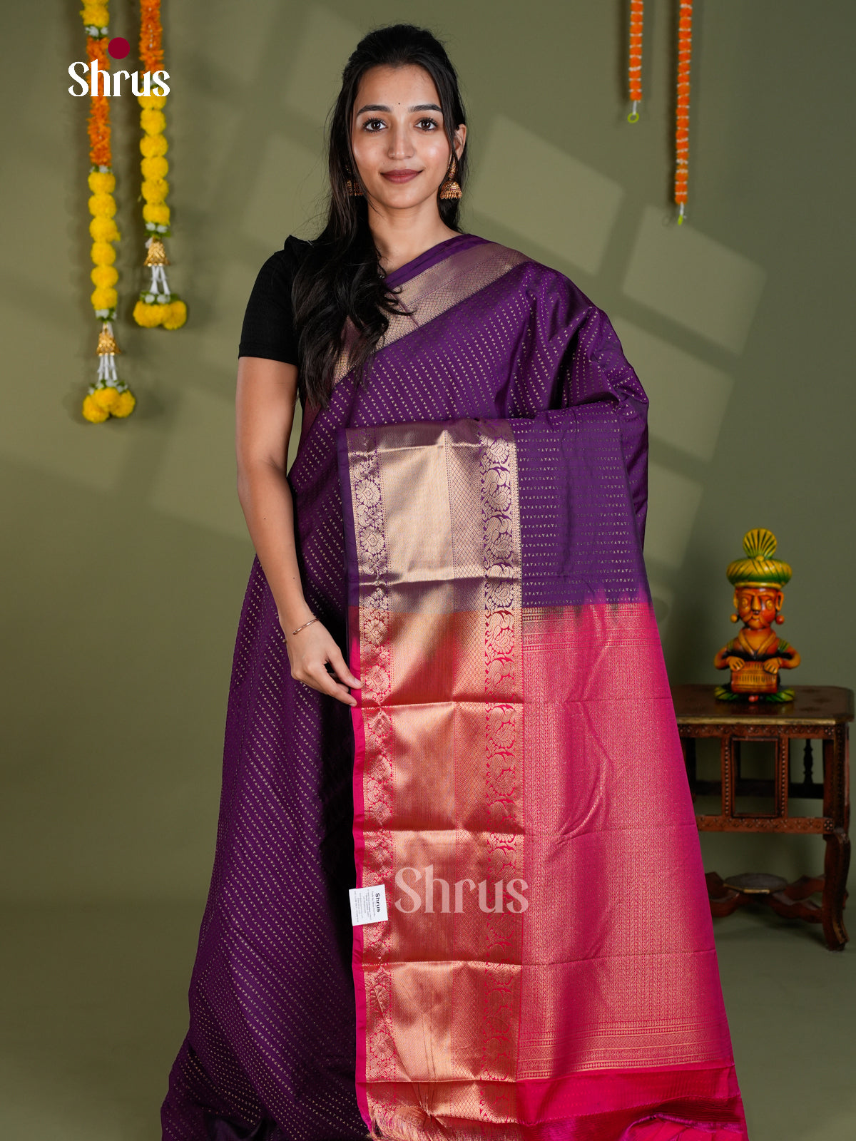 EBS16027 - Semi Kanchipuram Saree - Shop on Shrus.com