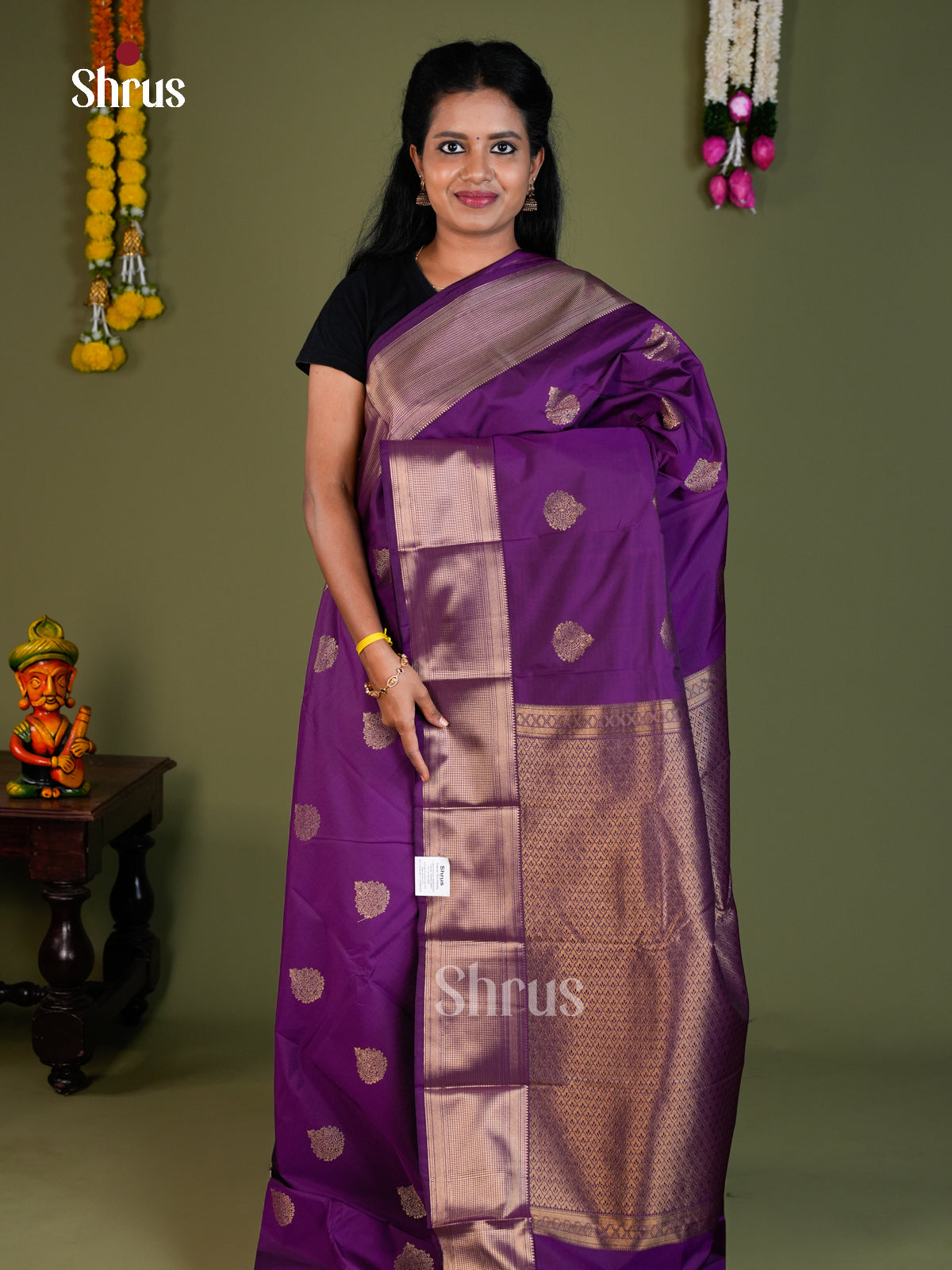 Semi Kanchipuram Saree - EBS16048 - Shop on Shrus.com