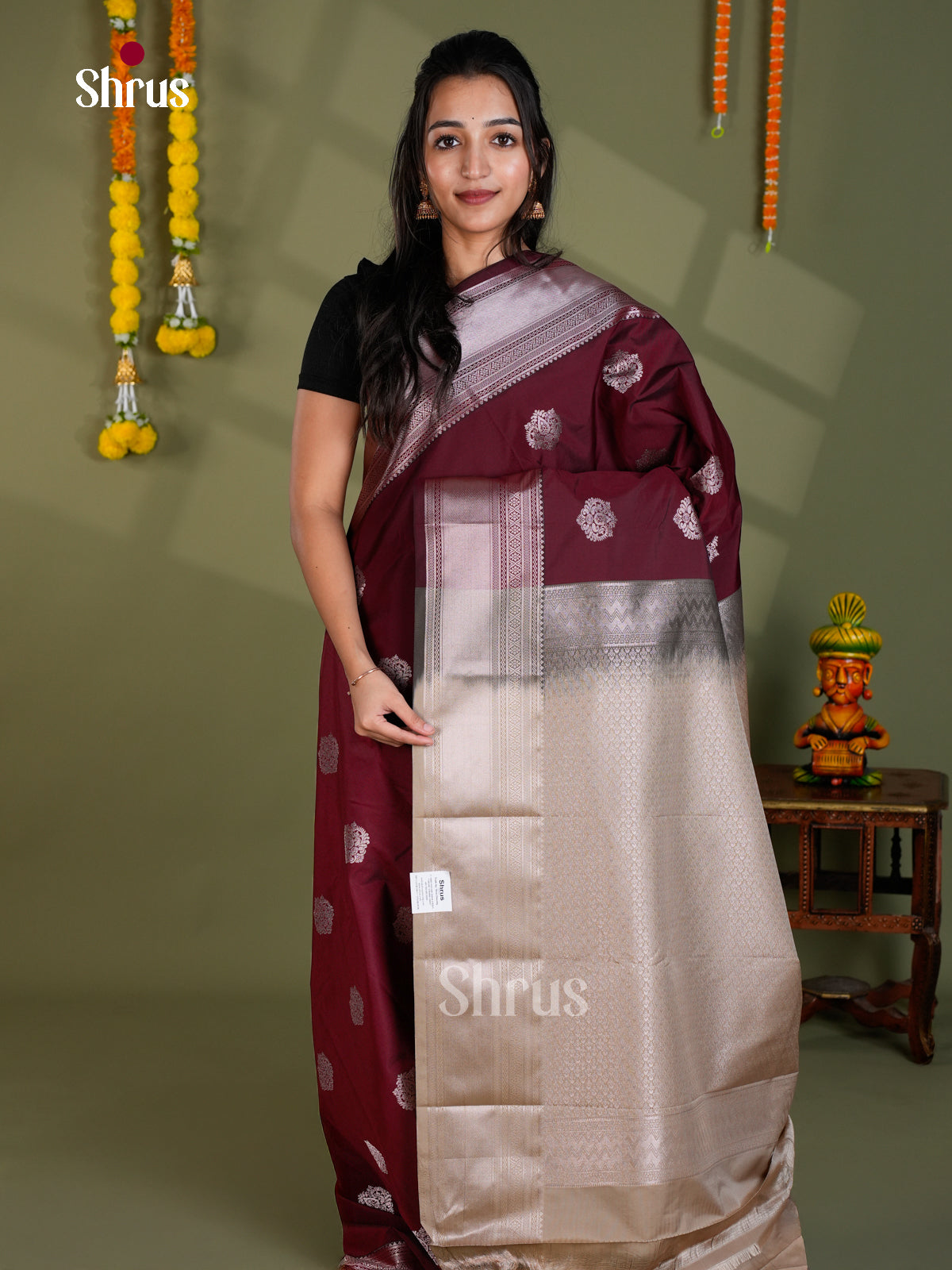 EBS16051 - Semi Kanchipuram Saree - Shop on Shrus.com