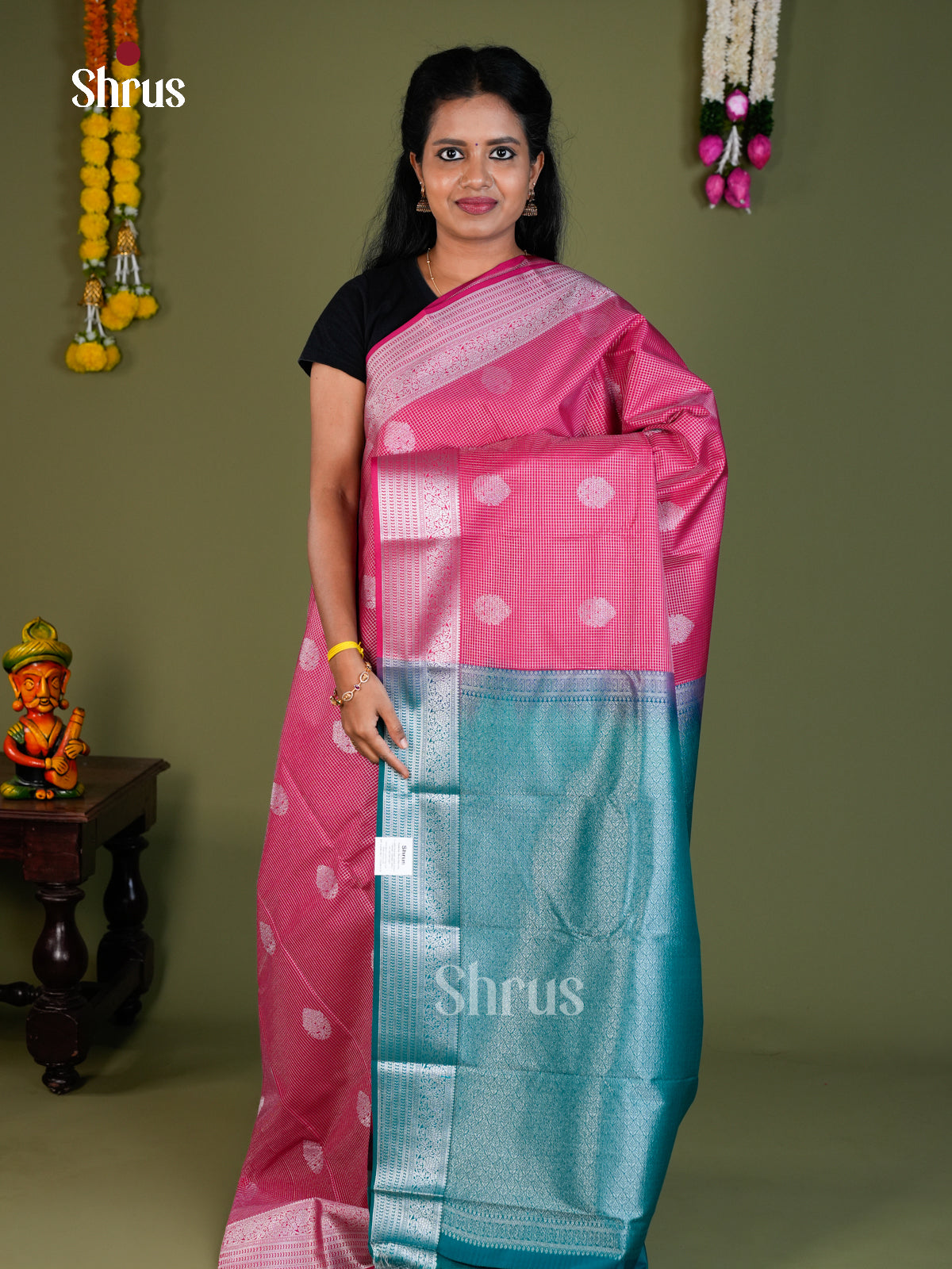 Semi Kanchipuram Saree - EBS16064 - Shop on Shrus.com