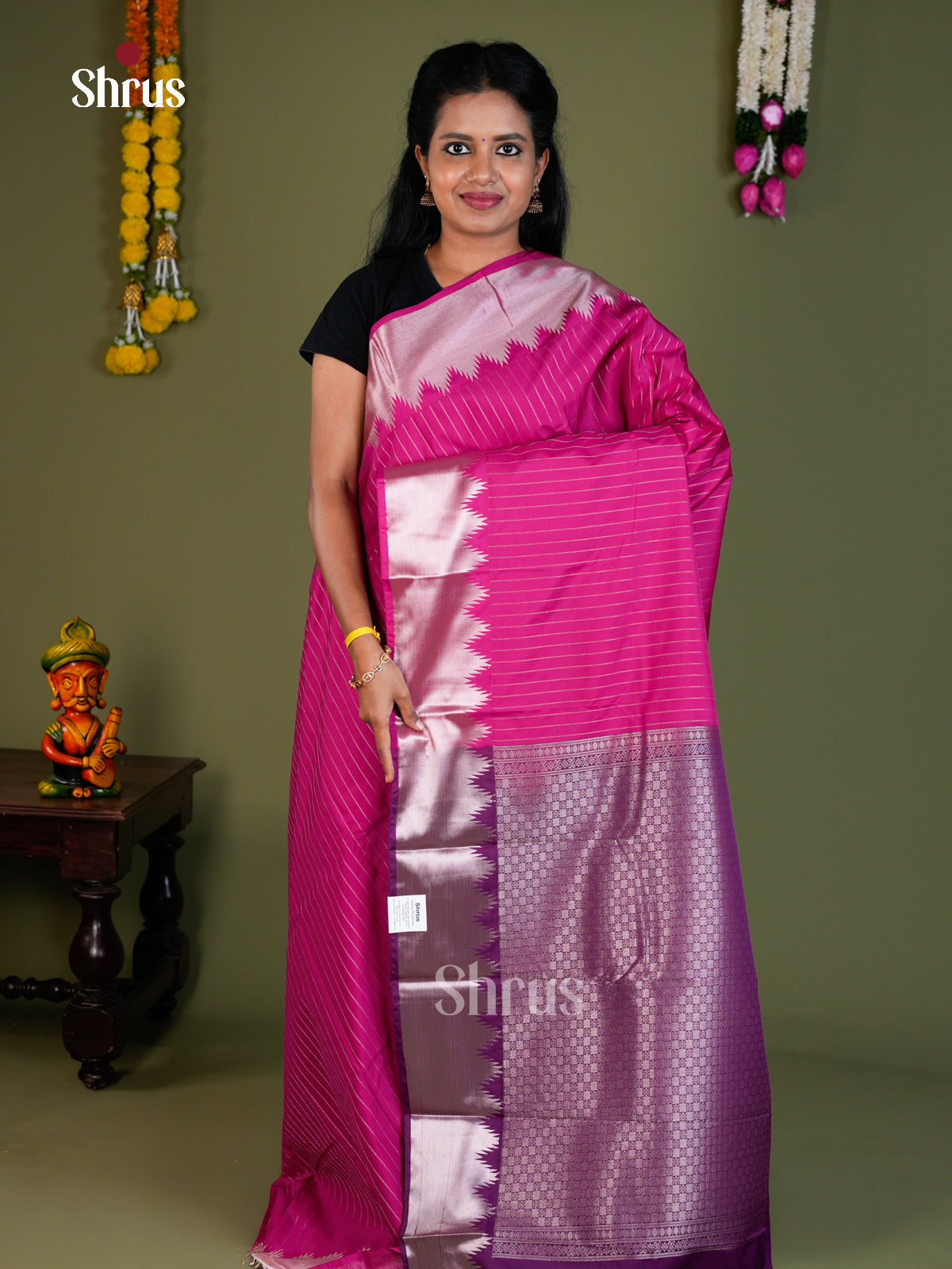Semi Kanchipuram Saree - EBS16084 - Shop on Shrus.com