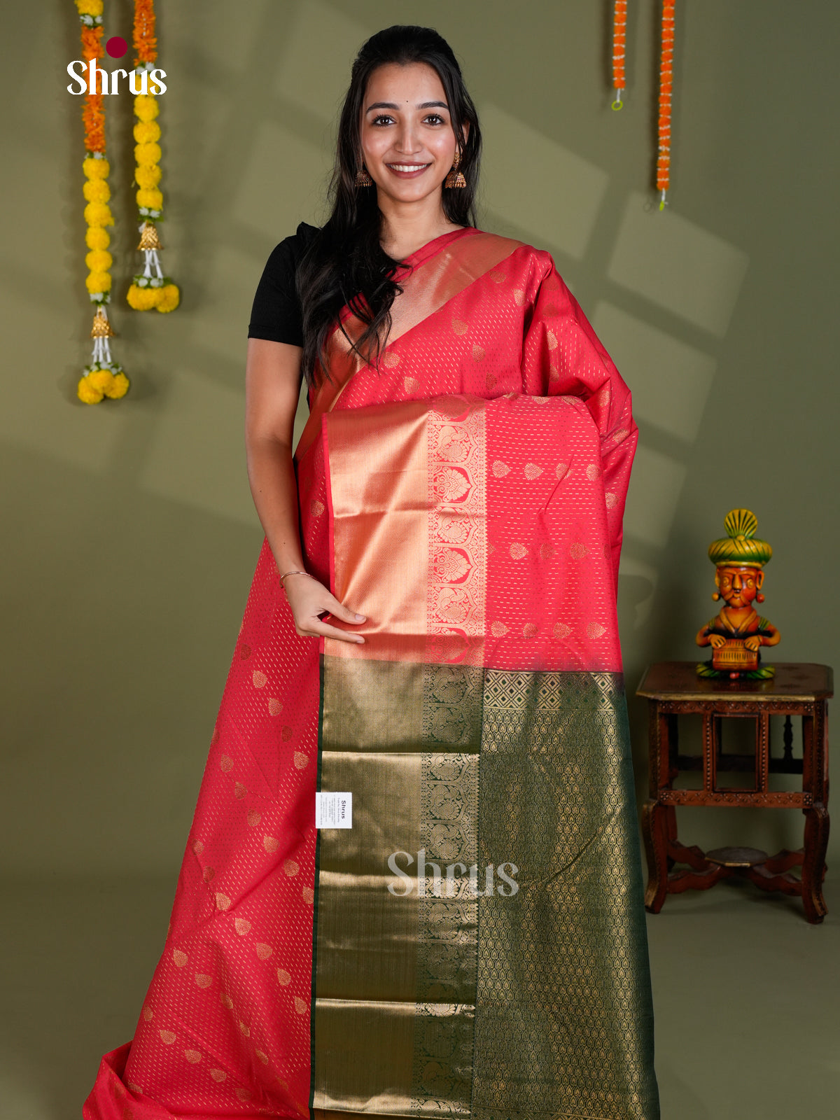 EBS16095 - Semi Kanchipuram Saree - Shop on Shrus.com