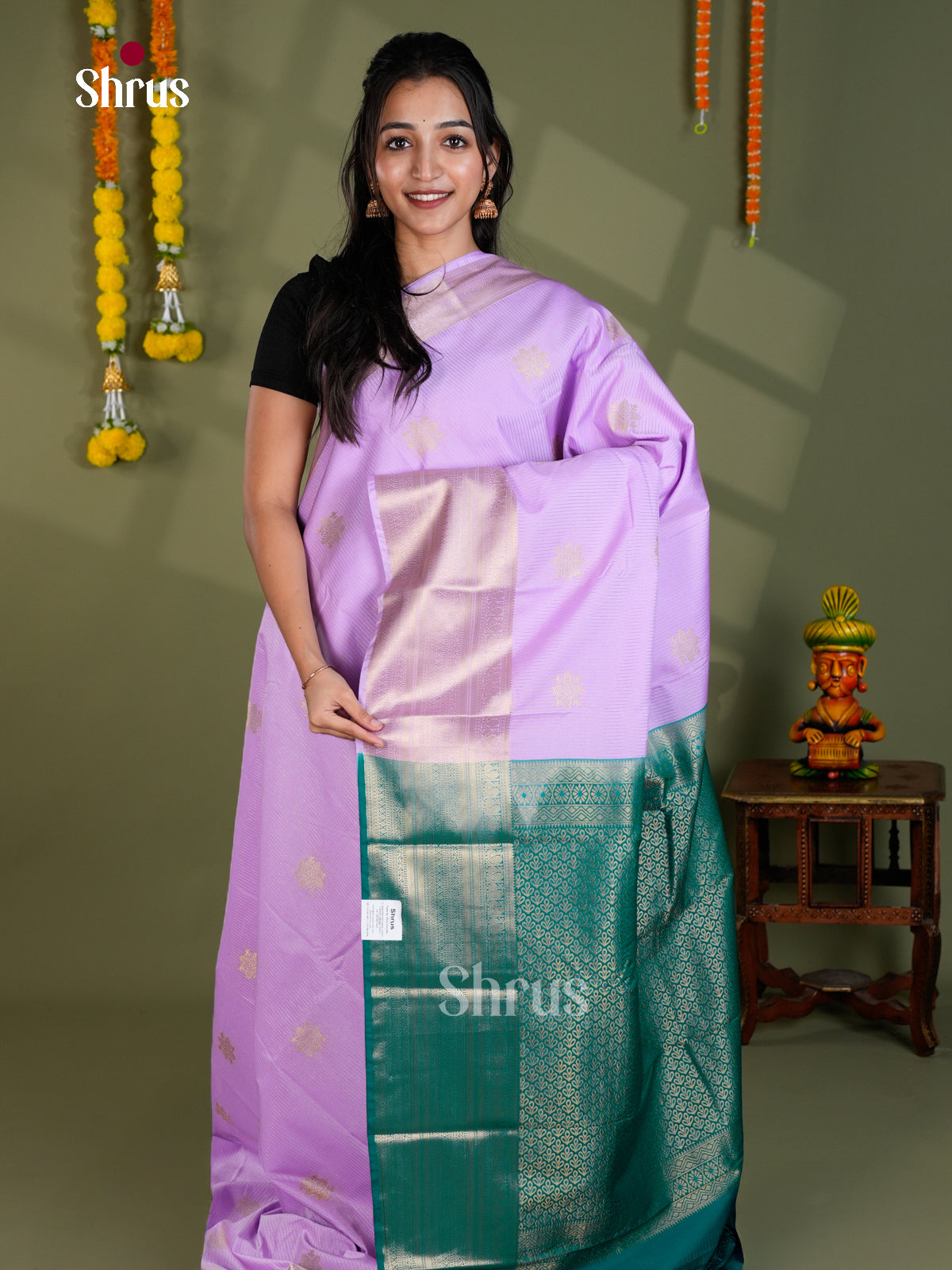 EBS16106 - Semi Kanchipuram Saree - Shop on Shrus.com