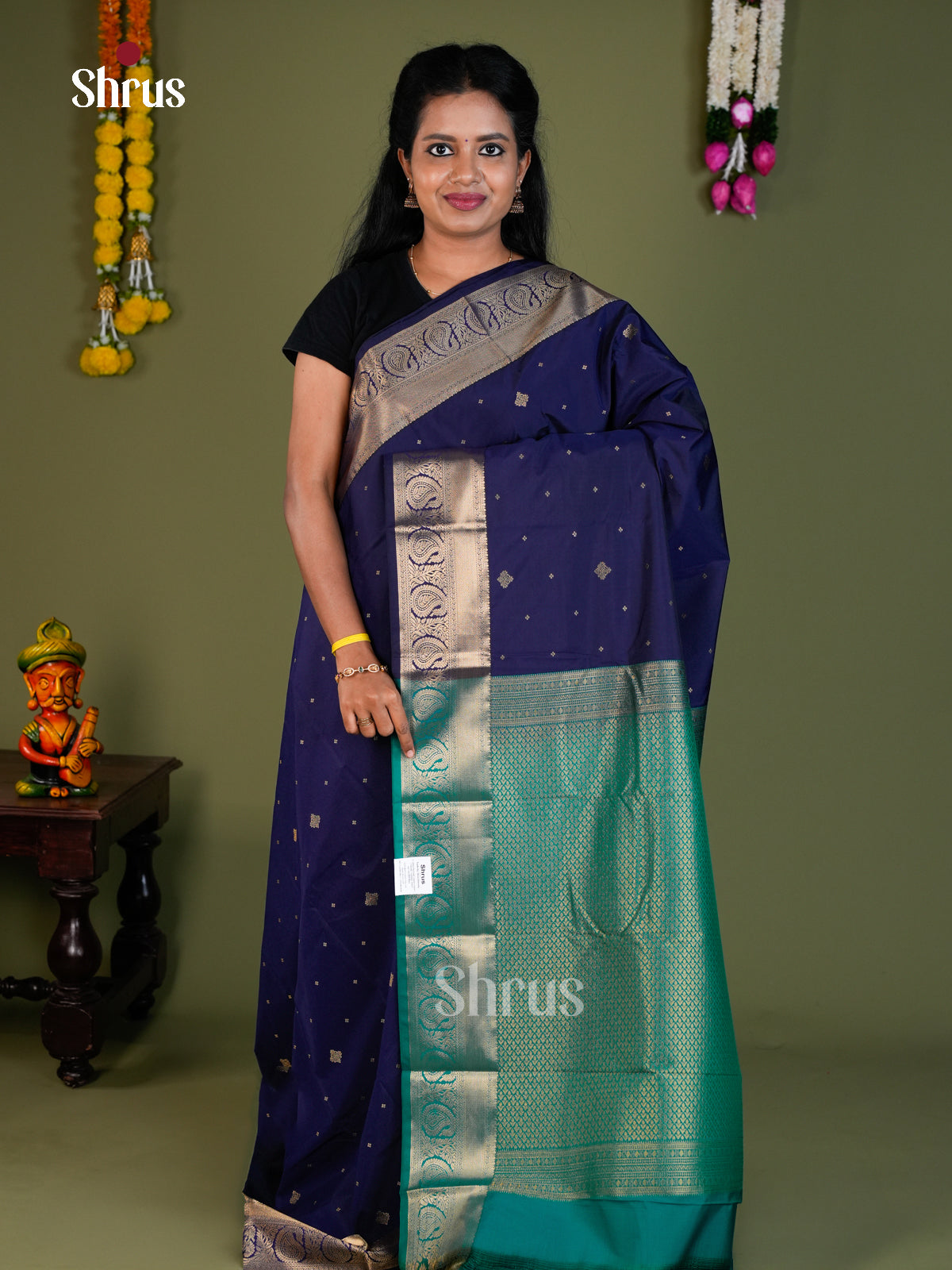 Semi Kanchipuram Saree - EBS16126 - Shop on Shrus.com