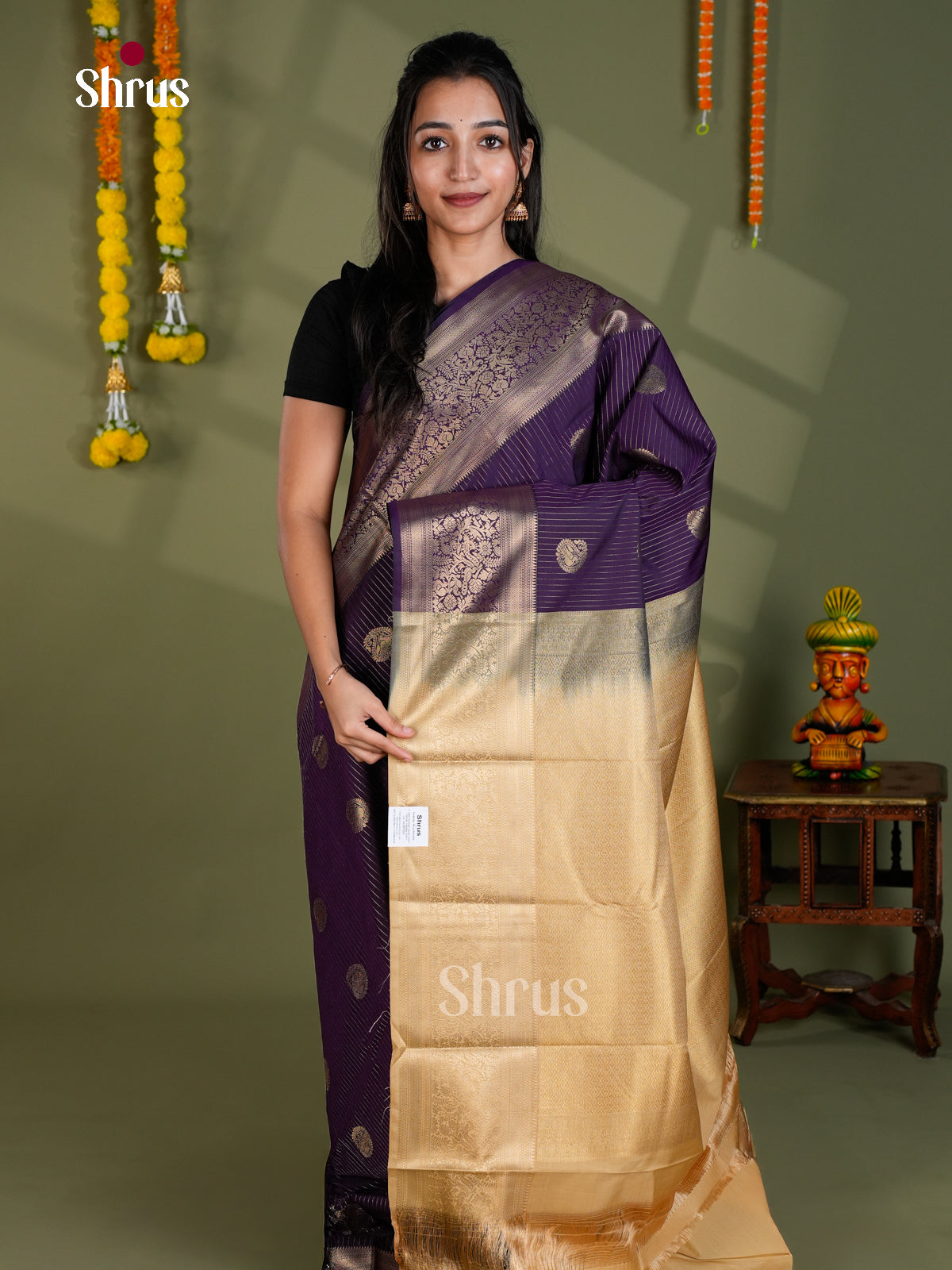 EBS16134 - Semi Kanchipuram Saree - Shop on Shrus.com