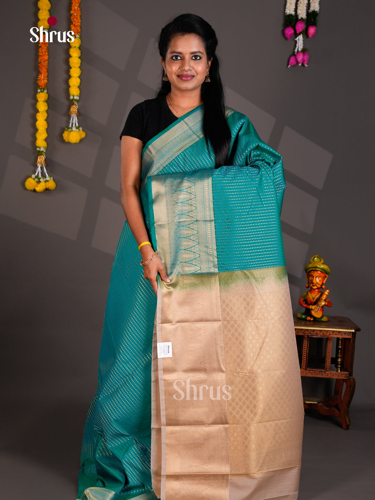 Semi Kanchipuram Saree - EBS16171 - Shop on Shrus.com