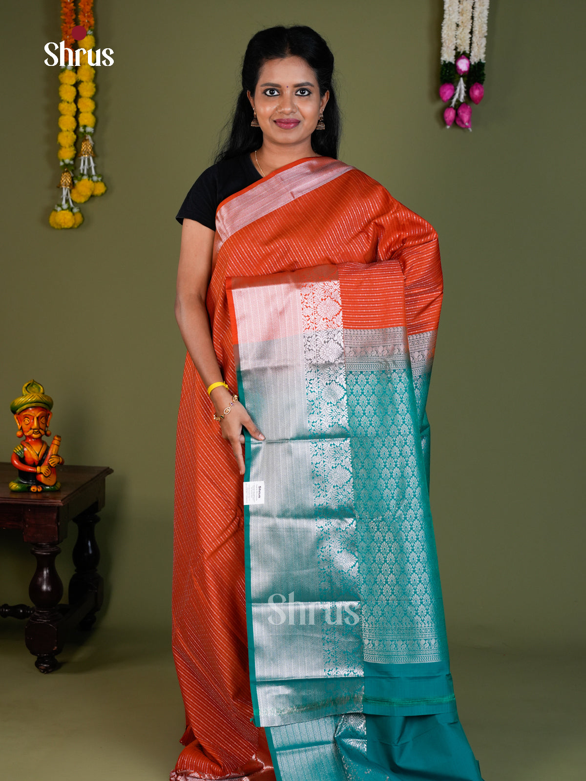 Semi Kanchipuram Saree - EBS16184 - Shop on Shrus.com