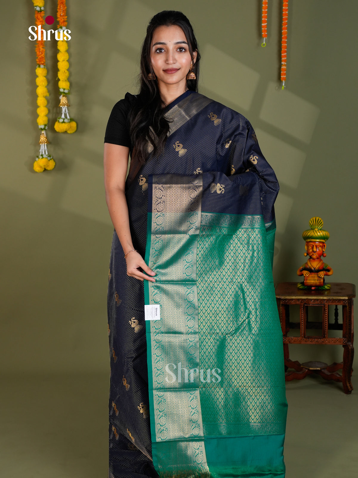 EBS16186 - Semi Kanchipuram Saree - Shop on Shrus.com