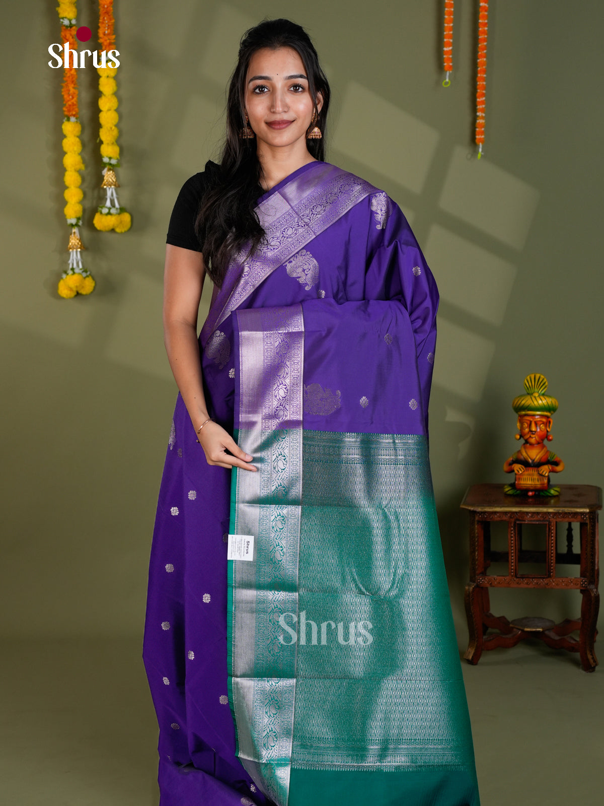 EBS16196 - Semi Kanchipuram Saree - Shop on Shrus.com