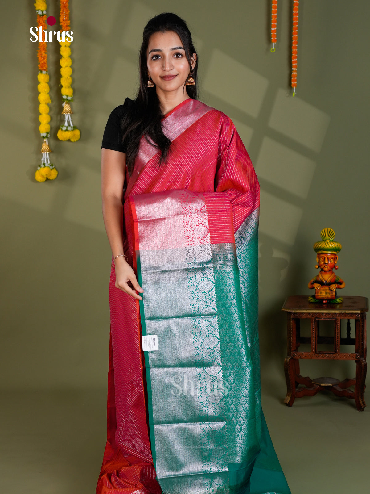 EBS16205 - Semi Kanchipuram Saree - Shop on Shrus.com