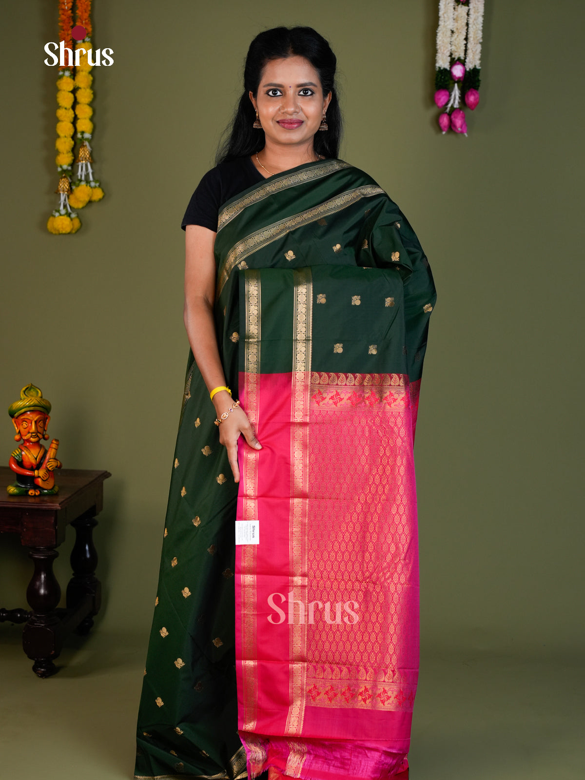 Semi Kanchipuram Saree - EBS16209 - Shop on Shrus.com