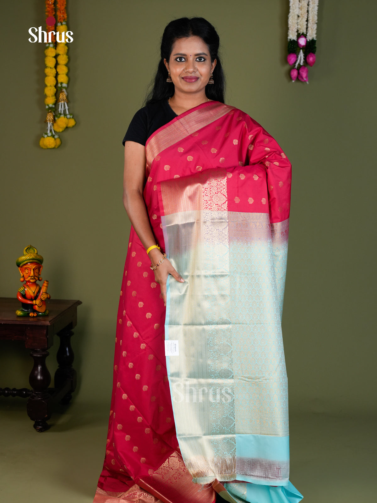 Semi Kanchipuram Saree - EBS16212 - Shop on Shrus.com