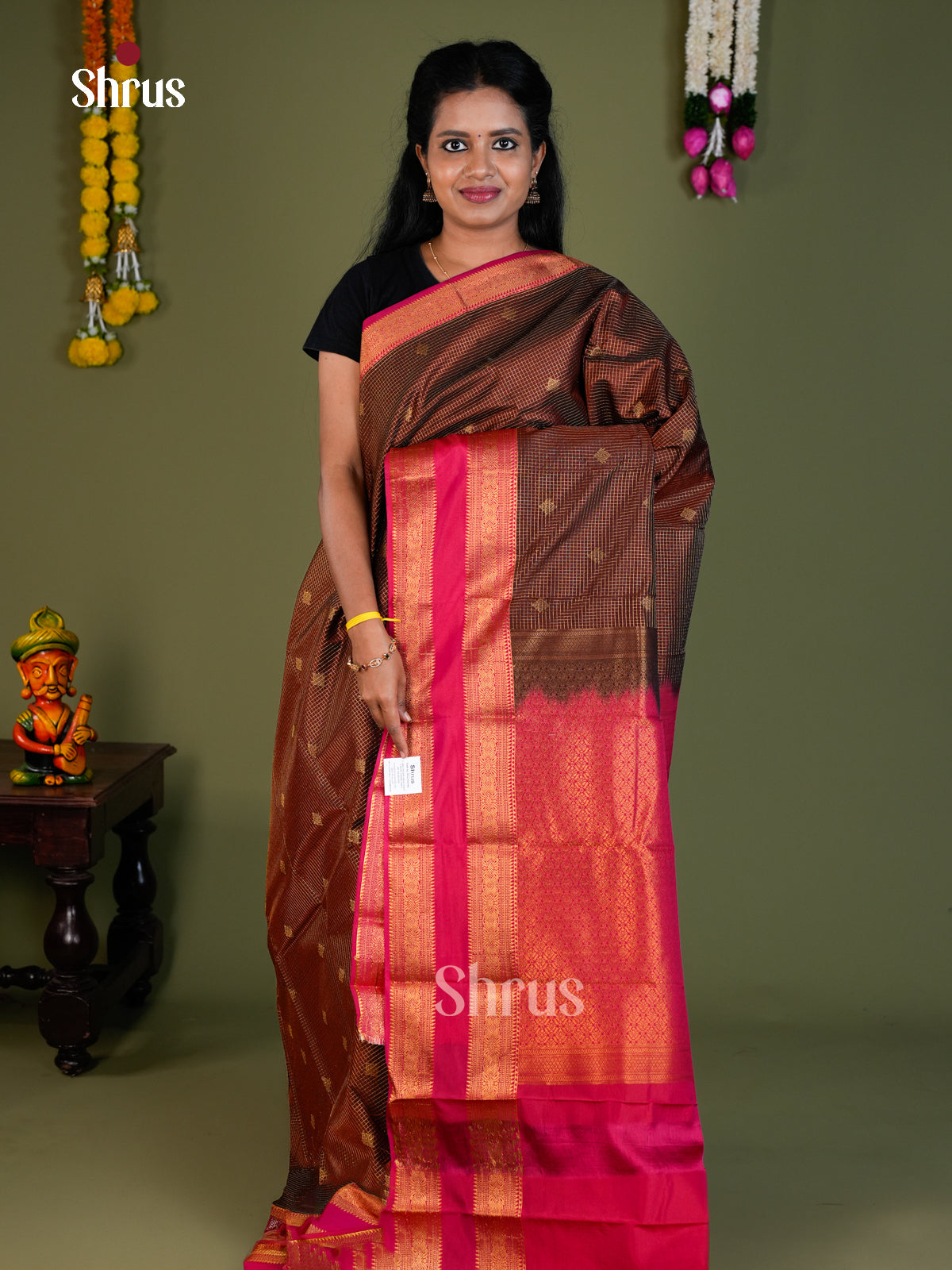 Semi Kanchipuram Saree - EBS16217 - Shop on Shrus.com