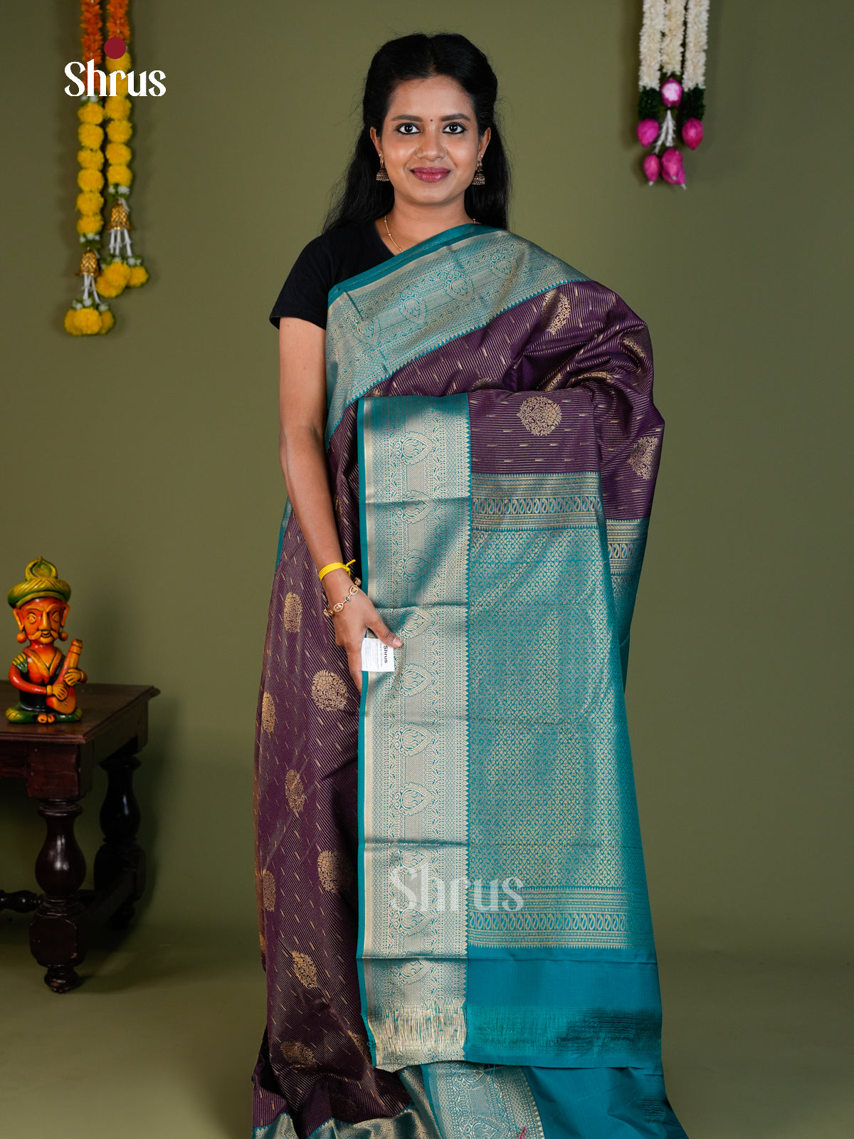 Semi Kanchipuram Saree - EBS16226 - Shop on Shrus.com