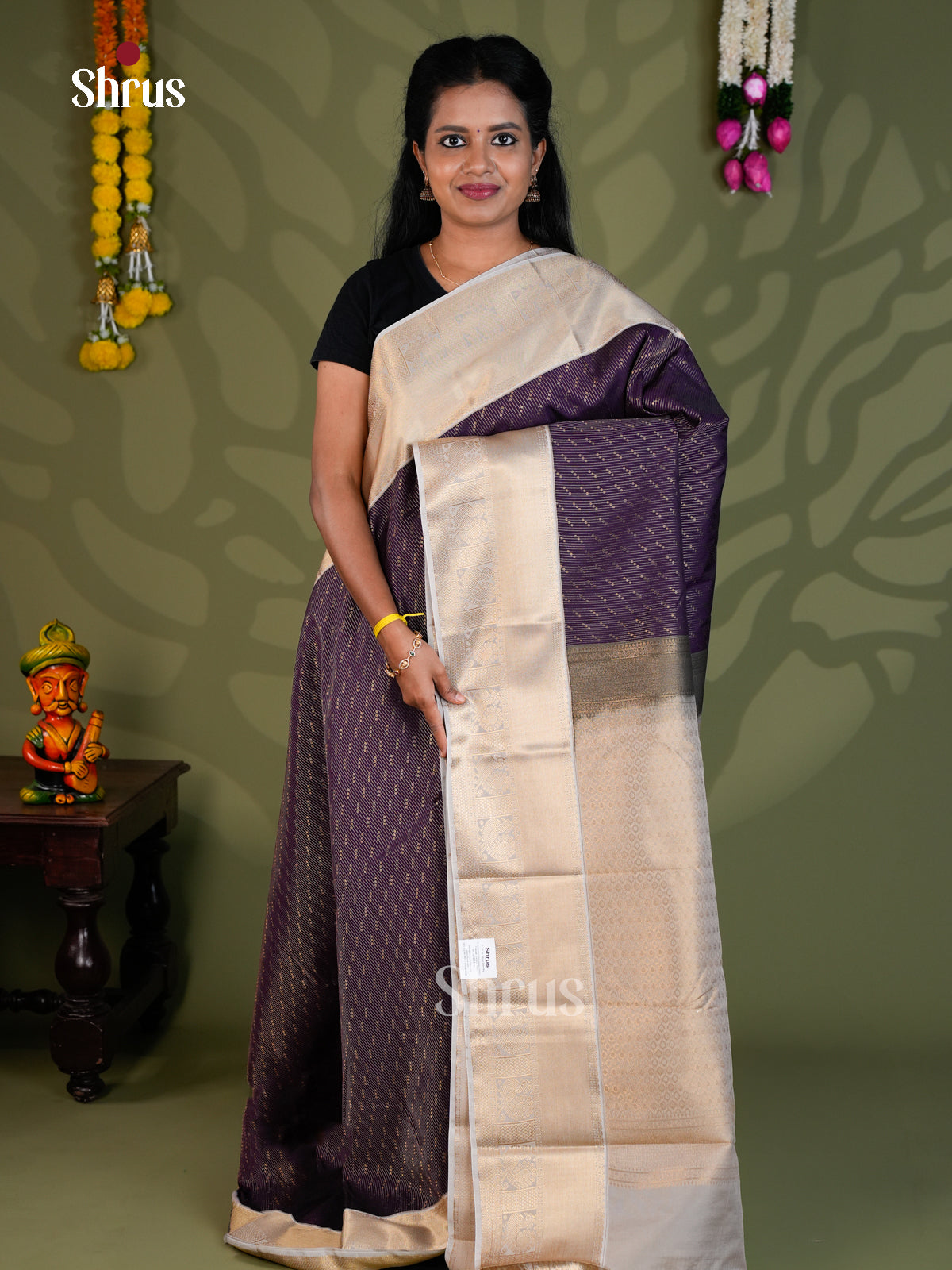 Semi Kanchipuram Saree - EBS16244 - Shop on Shrus.com