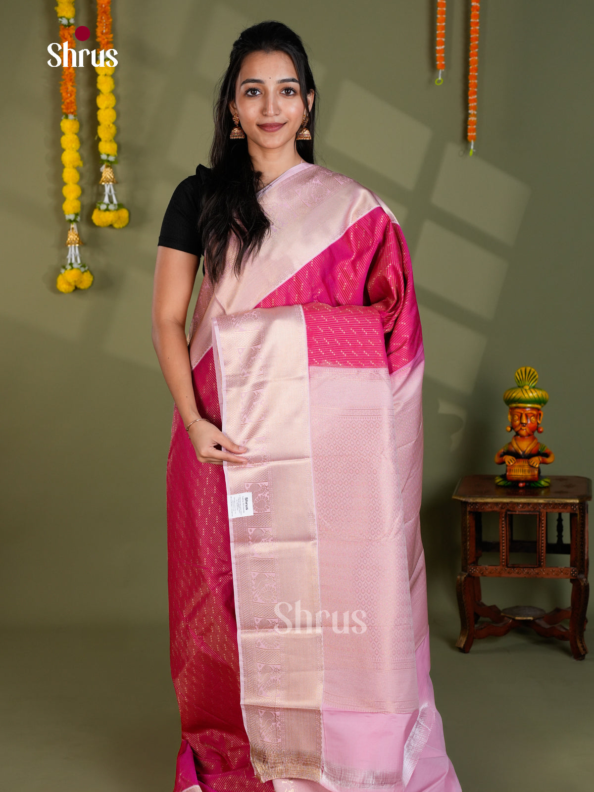 EBS16253 - Semi Kanchipuram Saree - Shop on Shrus.com