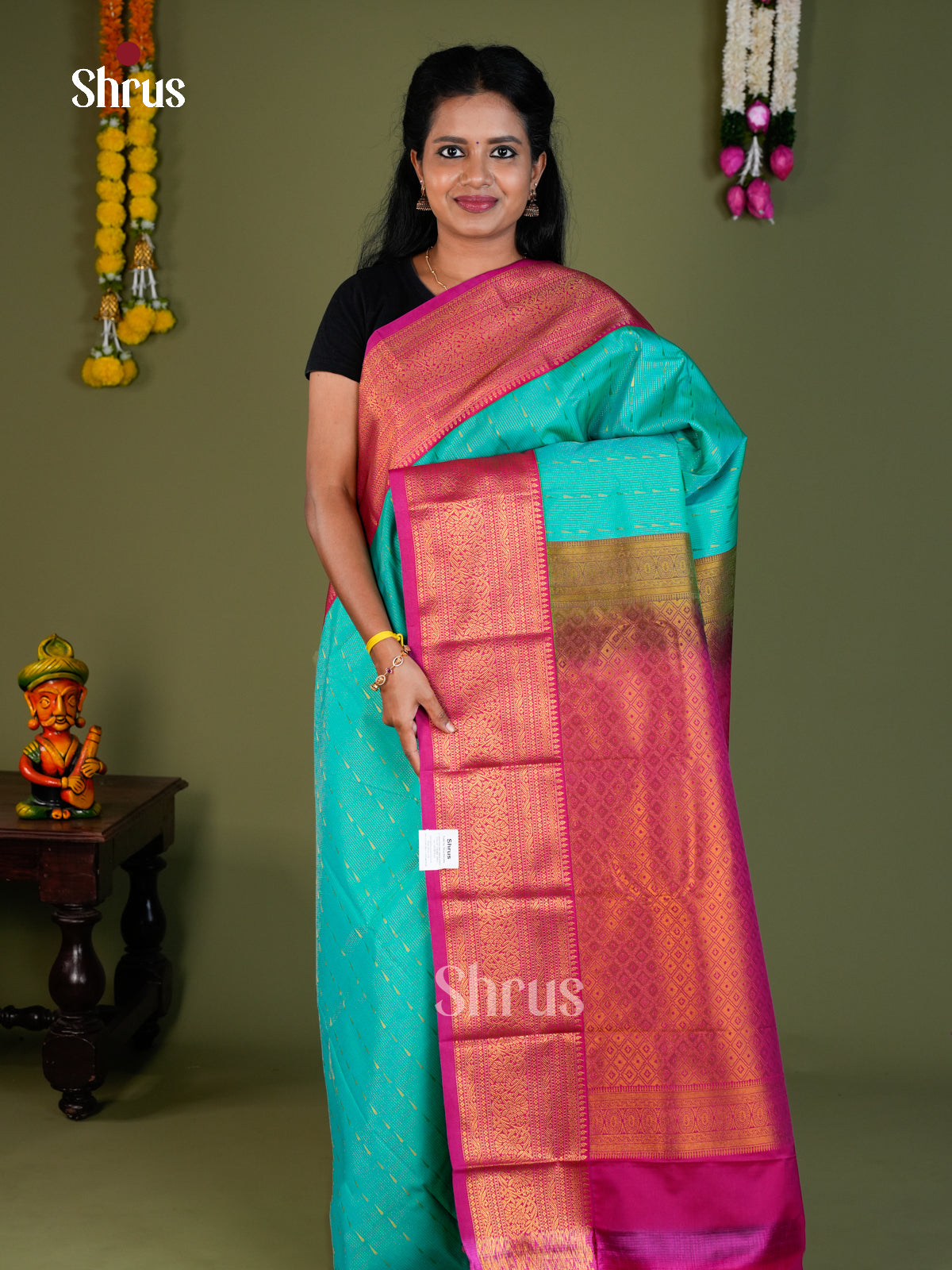 Semi Kanchipuram Saree - EBS16258 - Shop on Shrus.com