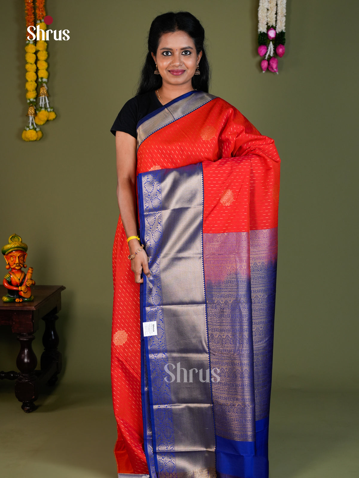 Semi Kanchipuram Saree - EBS16259 - Shop on Shrus.com
